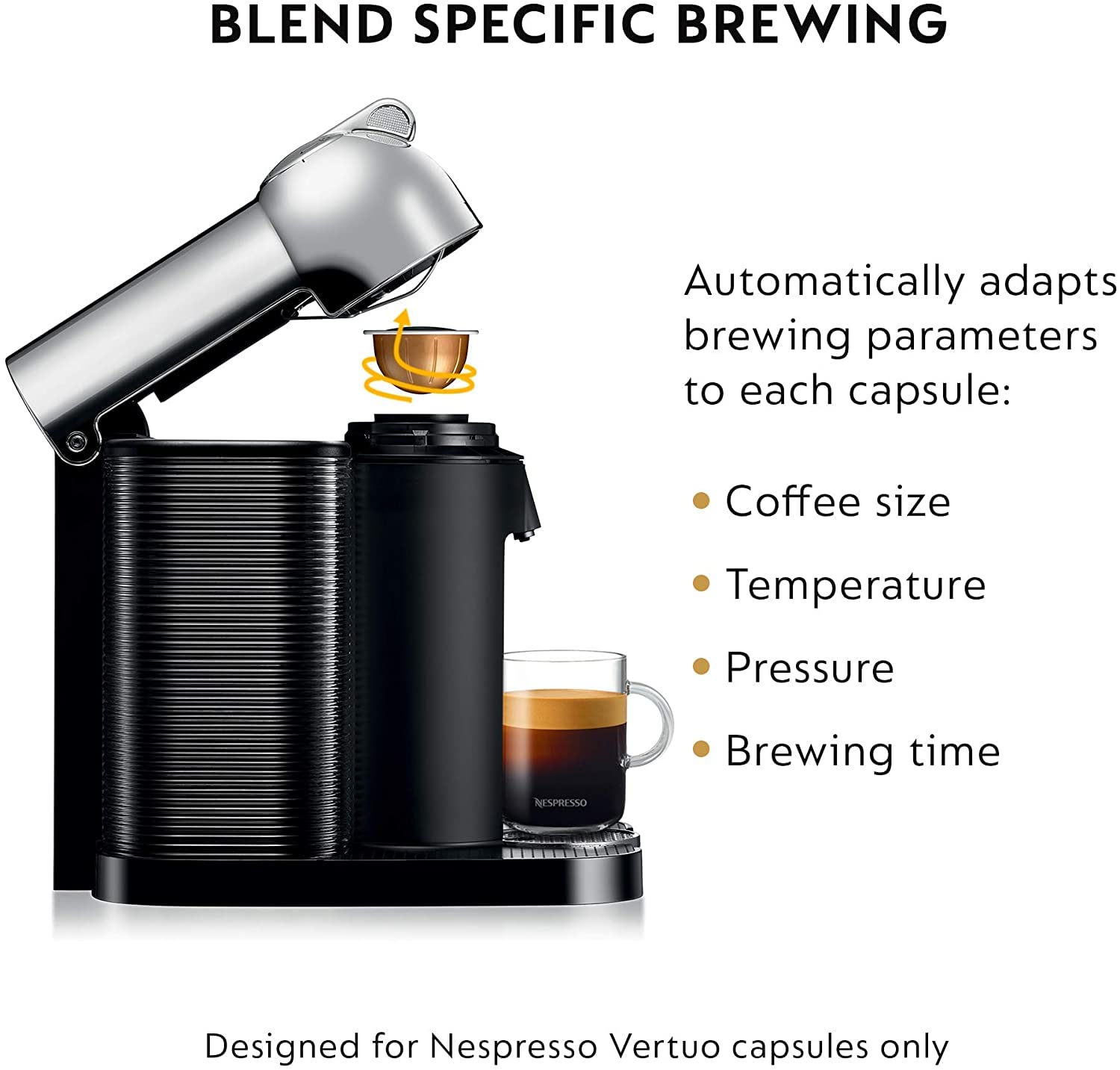 Nespresso Vertuo Coffee and Espresso Machine by Breville - Chrome Finish | Brew Barista-Quality Coffee at Home | Perfect for Office, Kitchen & Gifting