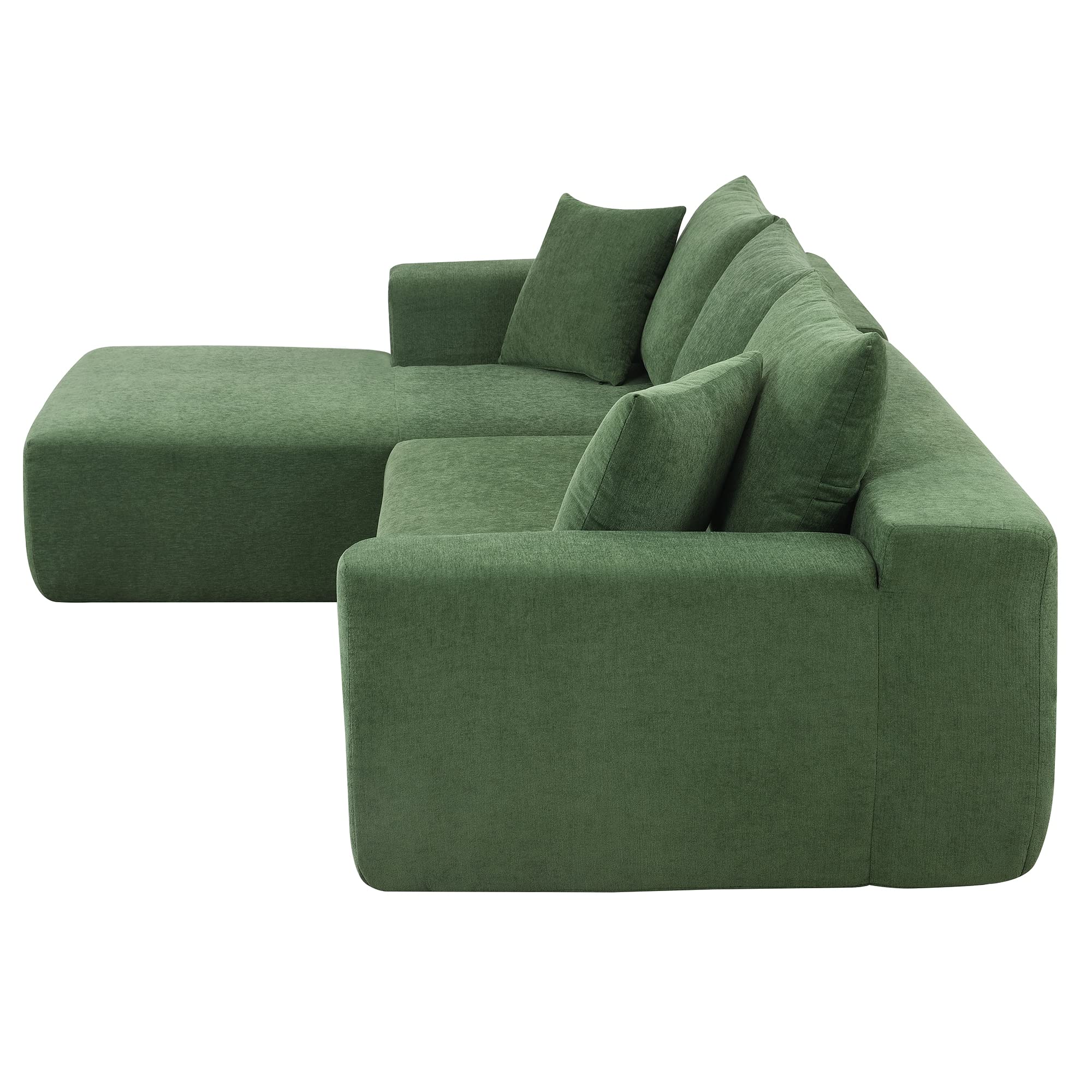 Bellemave Modular Sectional Sofa Set - L-Shaped Sleeper Sofa with 2 Throw Pillows, Modern Upholstered Convertible Couch, Minimalist Living Room Furniture for Small Spaces (Green) | Perfect for Apartments, Lofts & Cozy Home Decor