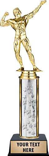 Custom Engraved Silver Bodybuilding Trophy for Men - Personalized Crown Awards for Fitness Competitions & Gym Achievements - Perfect for Bodybuilding Contests, Awards Ceremonies, and Gym Motivation Gifts