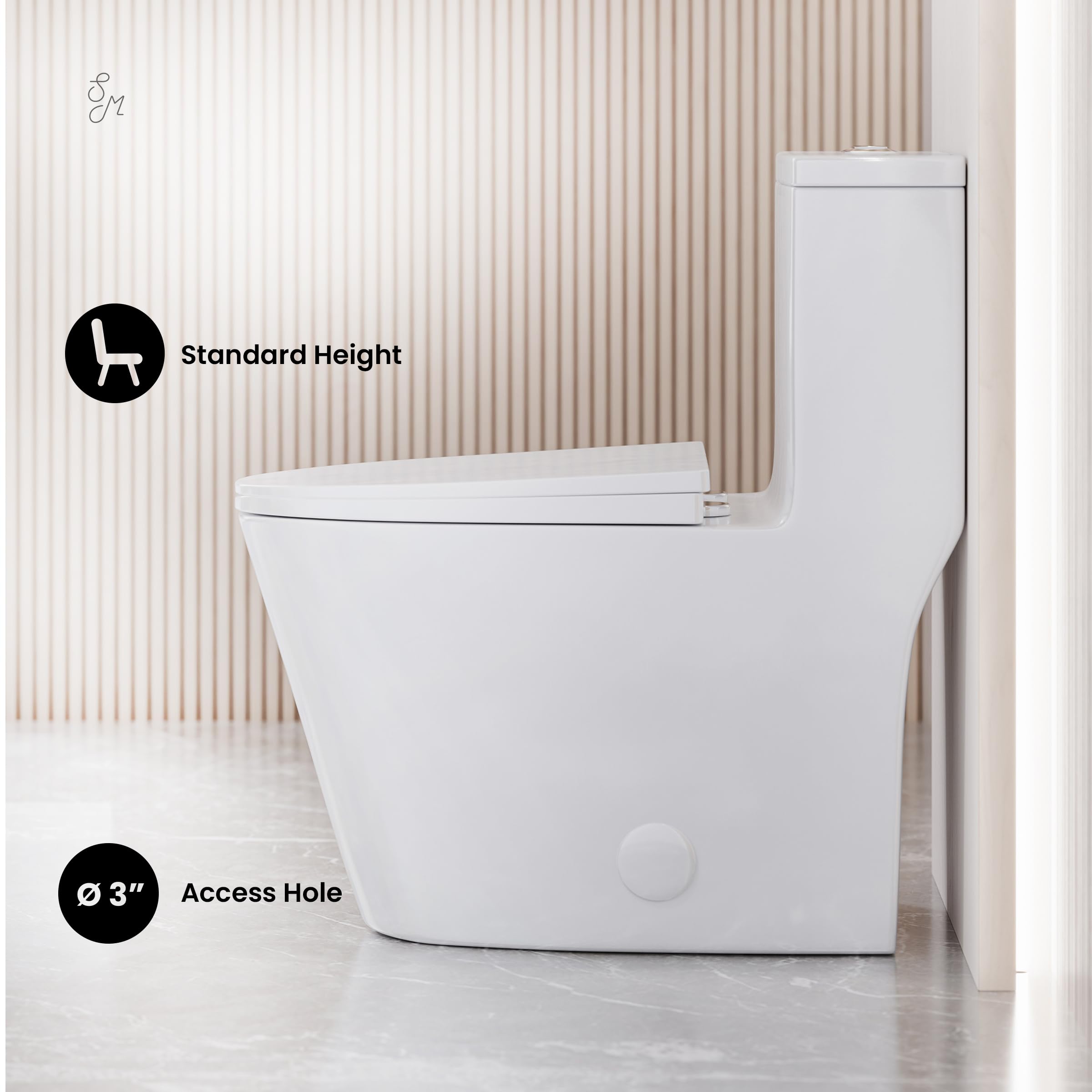 Swiss Madison Dreux One Piece Toilet - Modern ADA Compliant Bathroom Toilet with Elongated Bowl & Dual Flush (0.95/1.26 GPF) in Glossy White - Perfect for Small Bathrooms, Apartments & Modern Home Renovations