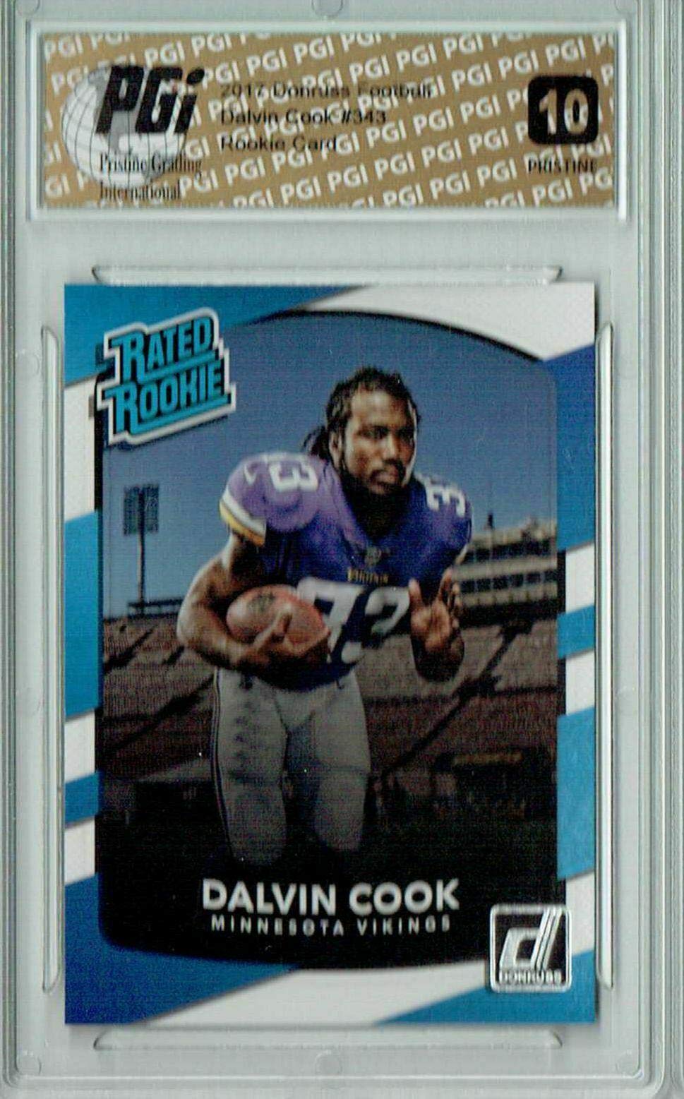 2017 Donruss Football #343 Dalvin Cook Rookie Card PGI 10 PRISTINE - Unsigned NFL Collectible for Fans & Investors - Perfect for Display, Trading, and Memorabilia Collections