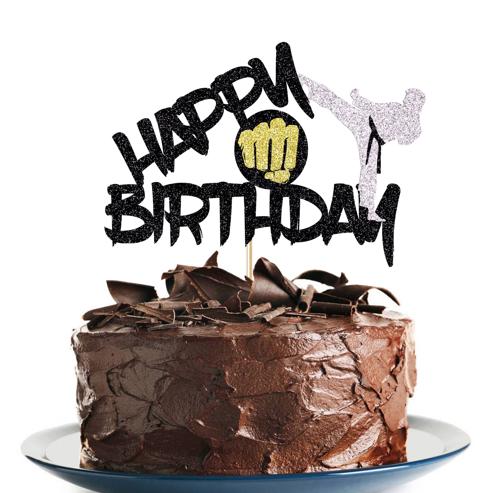 Karate Taekwondo Cake Topper - Black Flash Martial Arts Decor for Birthday Party, Baby Shower & Kung Fu Theme Celebrations | Perfect for Cake Decorating Supplies & Martial Arts Enthusiasts