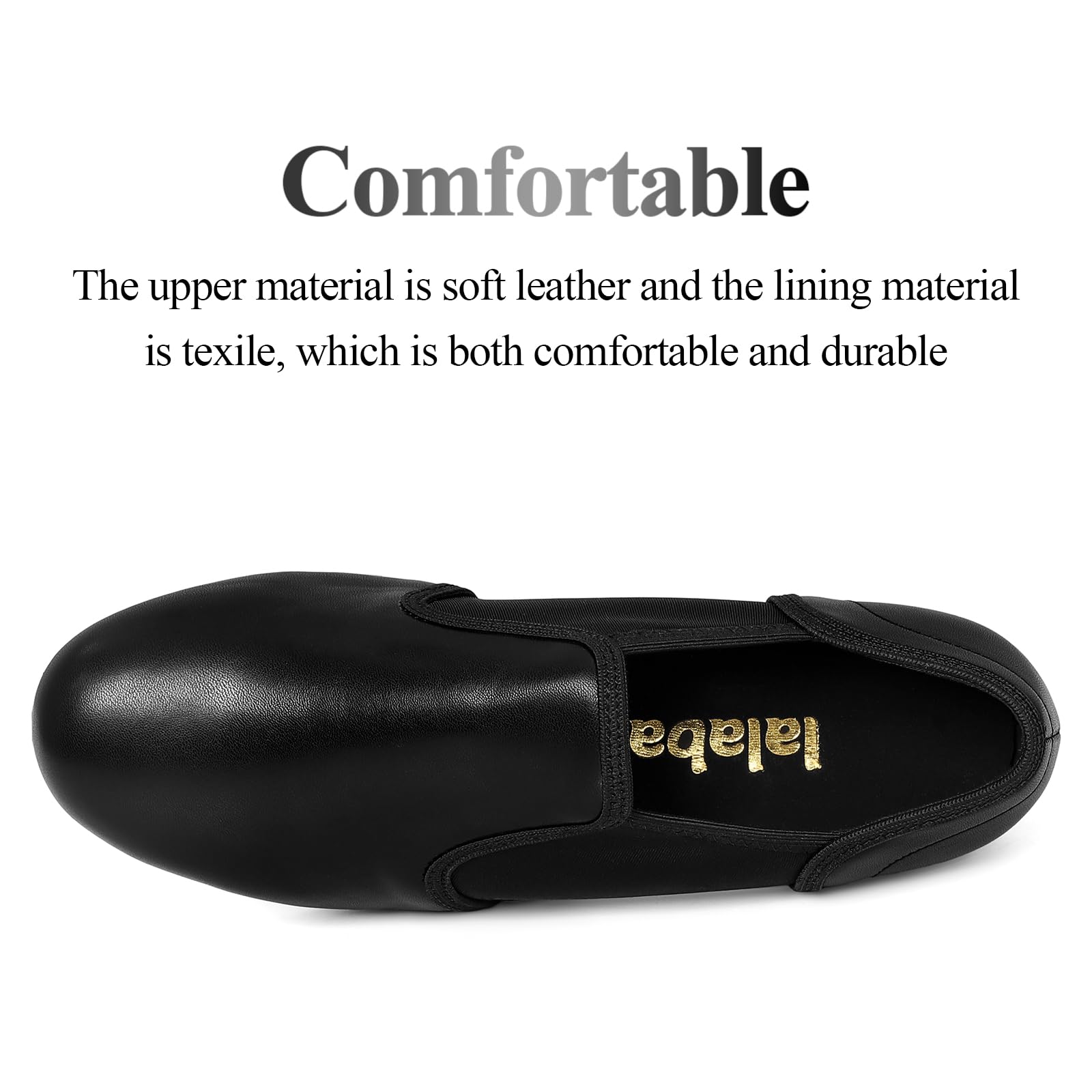 Premium Black Leather Slip-On Jazz Tap Shoes for Men - Comfortable Dance Shoes for Jazz, Tap, and Ballroom Performances