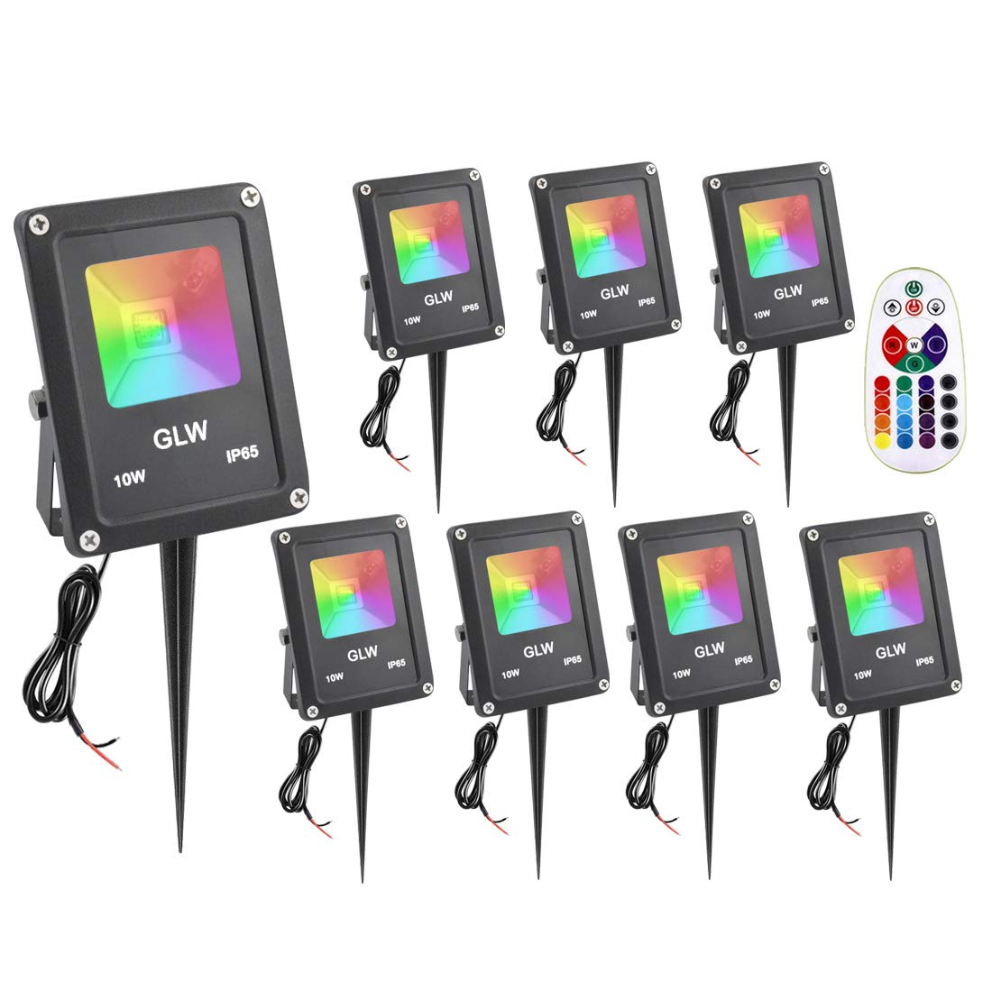10W Low Voltage RGB Color Changing LED Landscape Lights - Waterproof Outdoor Garden & Patio Spotlight with Remote Control - Decorative Lighting for Yard, Pathway, Pool (8 Pack, No Plug Included) - Perfect for Backyard, Deck, and Landscape Accent Lighting