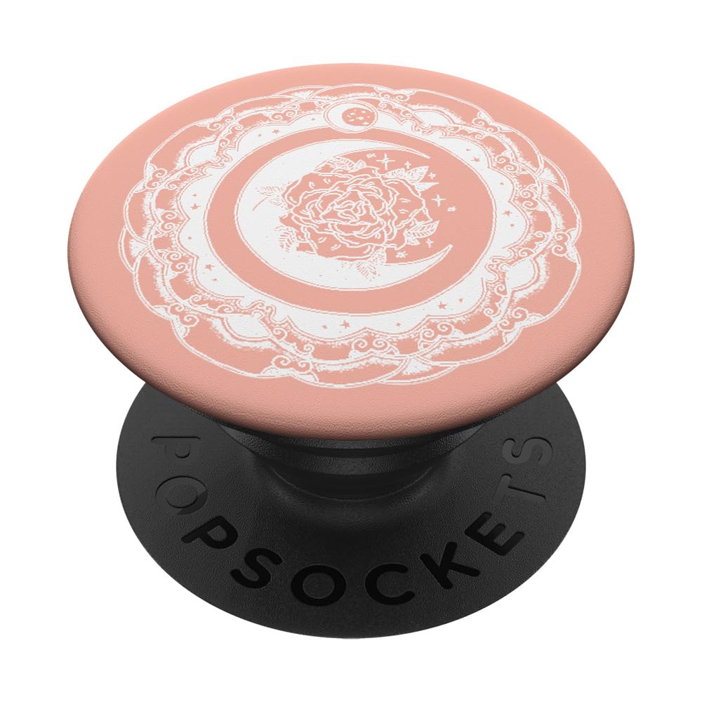 Moon Rose Mandala White Rose Sacred Geometry Zen Gift - Swappable PopGrip for Phone & Tablet - Perfect for Meditation, Yoga & Spiritual Decor