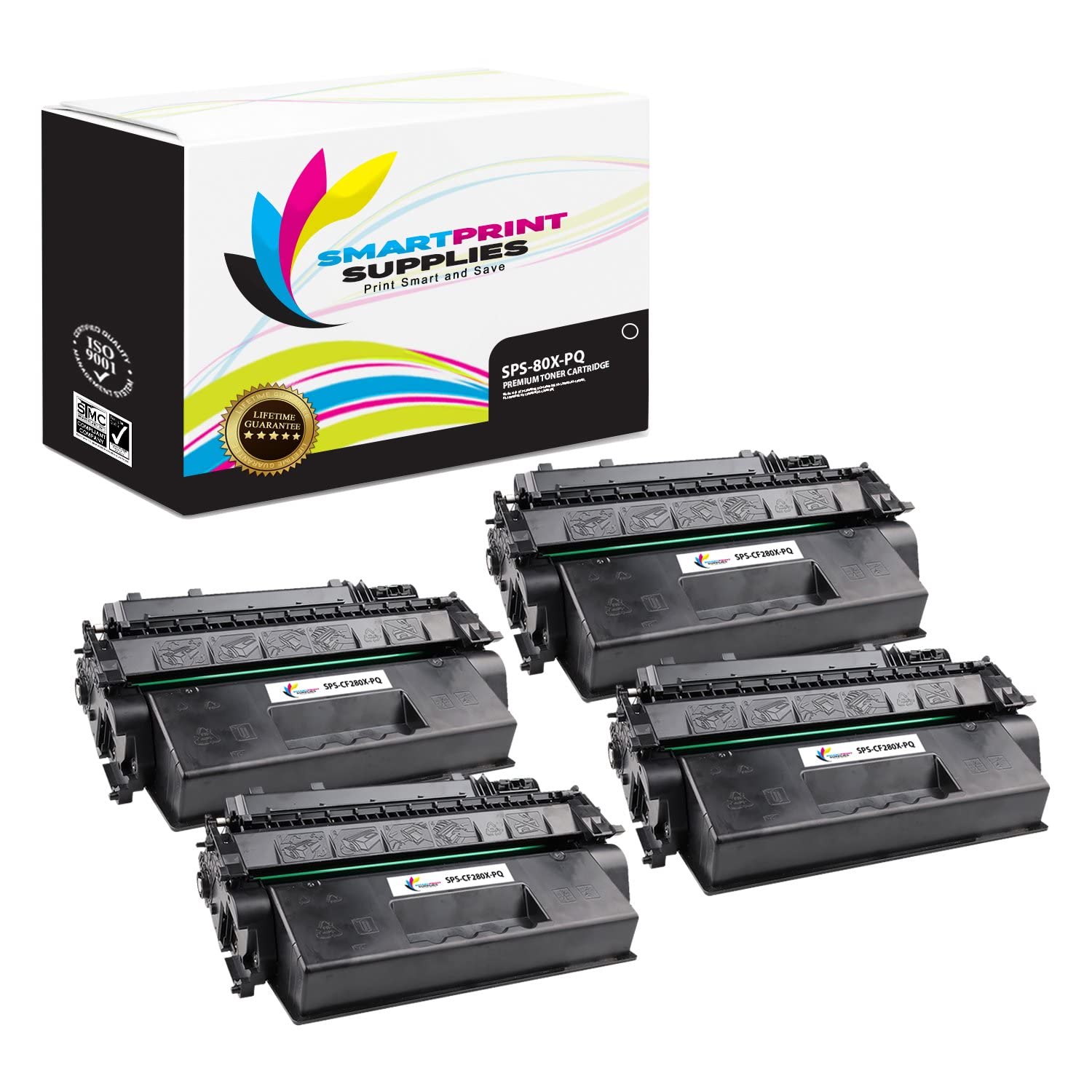 High Yield Premium Black Toner Cartridge Replacement for HP Laserjet Pro 400 M401 M425 Printers (Compatible 80X CF280X) - 6900 Page Yield, 4-Pack - Ideal for Office & Home Printing Needs
