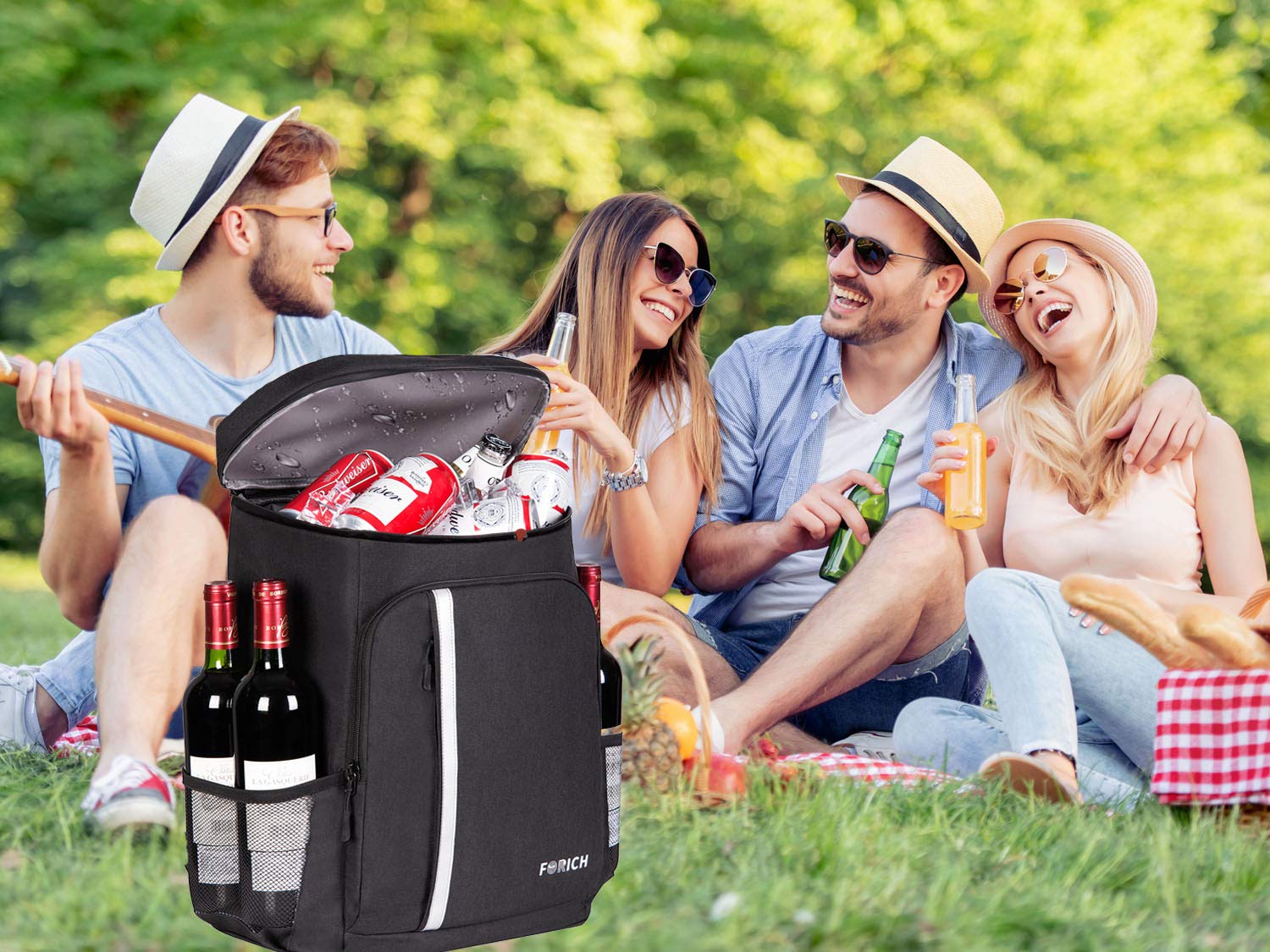 FORICH Leakproof Insulated Backpack Cooler - Waterproof & Lightweight Soft Cooler Bag for Beach, Picnics, Camping, Hiking | Holds 30 Cans | Perfect for Work Lunch, Outdoor Adventures & Travel