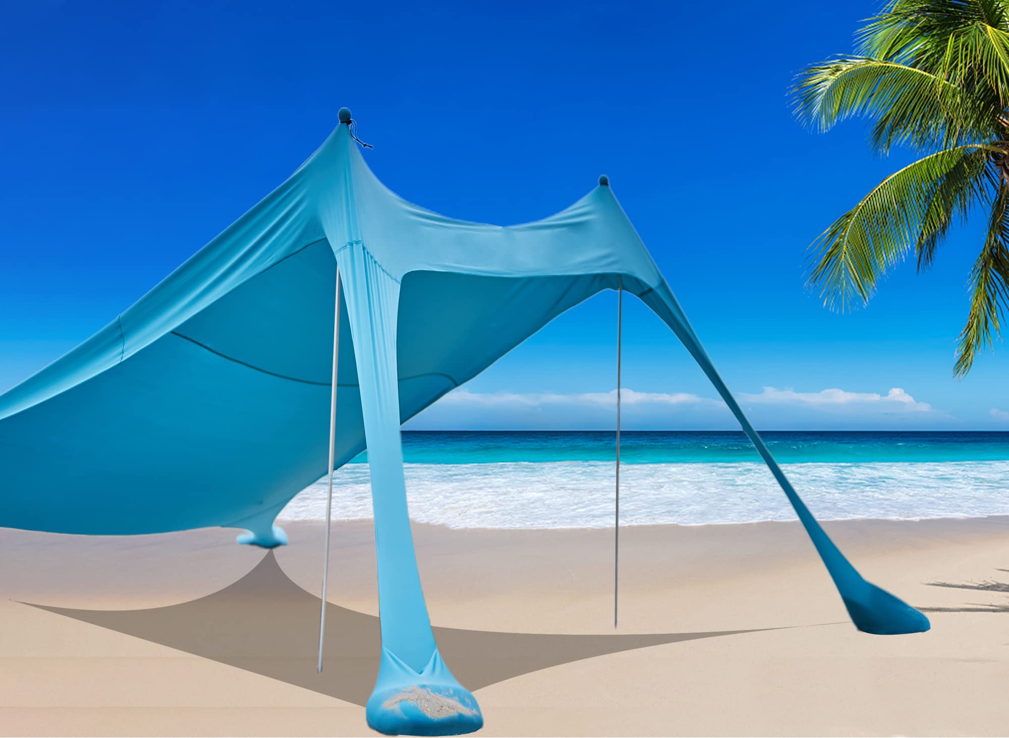 BOTINDO Family Beach Tent Sunshade - Pop Up Sun Shelter with 2 Poles & Carry Bag for Beach, Fishing, Camping, Backyard & Outdoor Activities | Perfect for Picnics, Travel & Summer Vacations