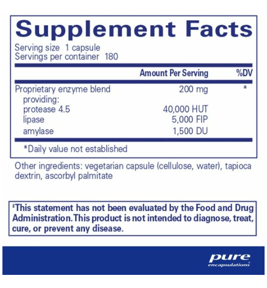 Pancreatic VegEnzymes Supplement for Digestive Support - Vegan Digestive Enzymes for Gut Health & Nutrient Absorption - Ideal for Plant-Based Diets & Digestive Comfort