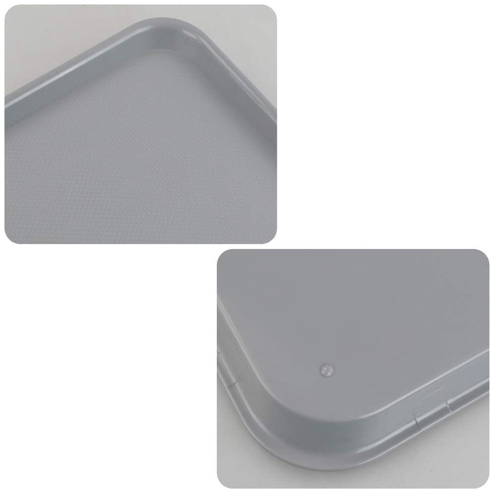 Gloreen Set of 4 Rectangular Fast Food Trays - Durable Cafeteria Serving Trays for Restaurants, Food Trucks & Catering | Commercial Grade Grey Plastic Food Trays for Cafes, Schools & Buffets