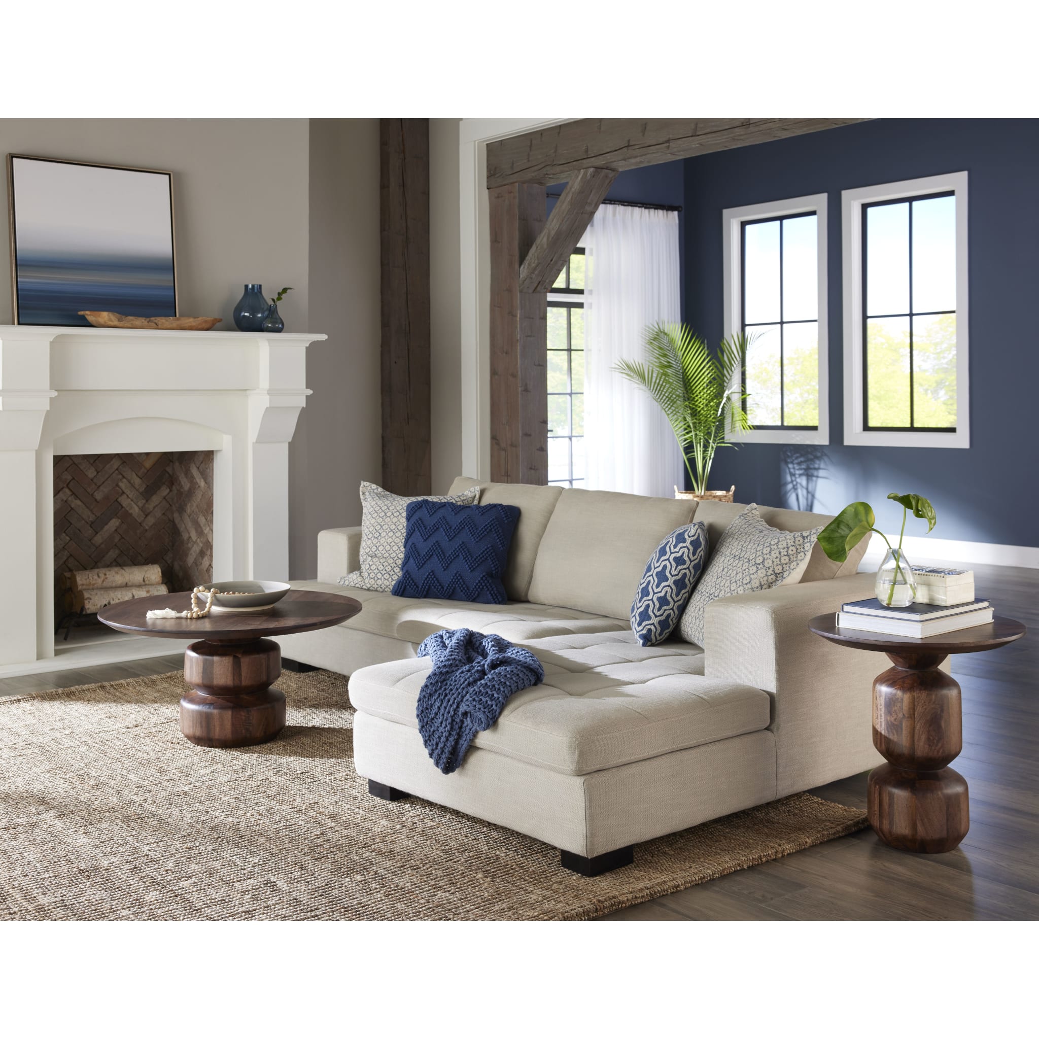 Virton Solid Wood Round Coffee Table in Smoked Brown - Modern Living Room Furniture for Small Spaces, Home Decor & Coffee Table Books Display