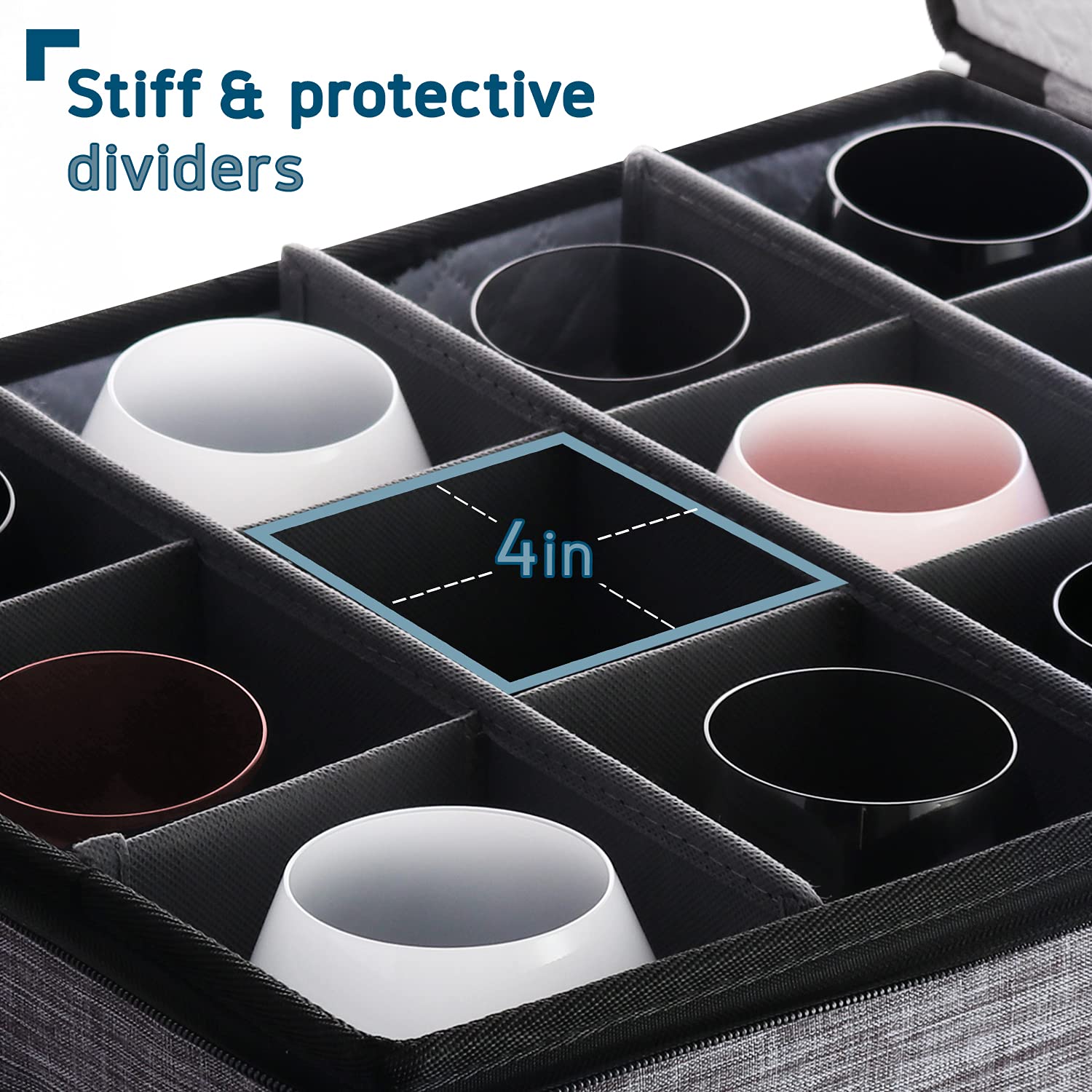 Premium 12-Piece Wine Glass Storage Box with Dividers - Quilted & Stackable Stemware Organizer for Moving, Seasonal Storage | Hard Shell China Storage Containers for Safe Transport & Home Bar Organization