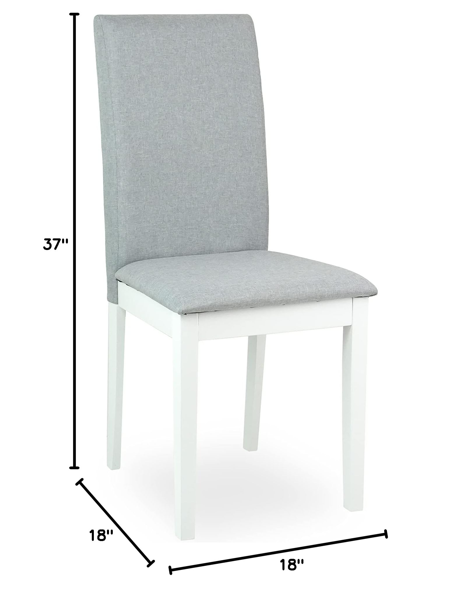 4-Piece Classic White Solid Wood Dining Chairs with Padded Seats - Fallabella Side Chairs for Kitchen, Dining Room & Home Decor