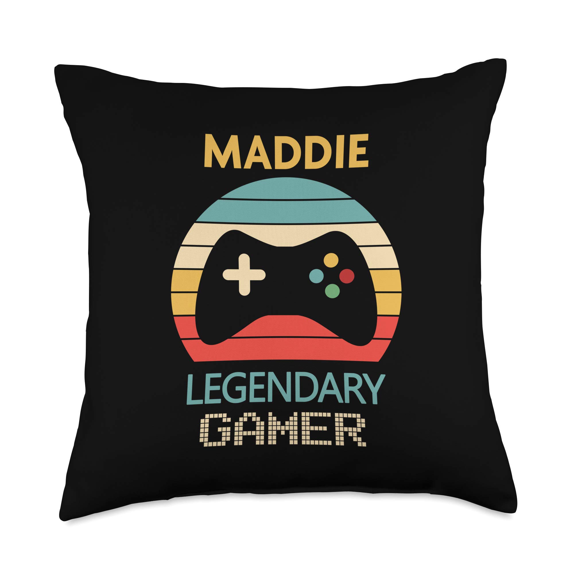 Personalized Maddie Name Throw Pillow - 18x18 Inch Multicolor Gaming Decor for Boys Bedroom | Perfect Gift for Gamers & Teen Room Accessories