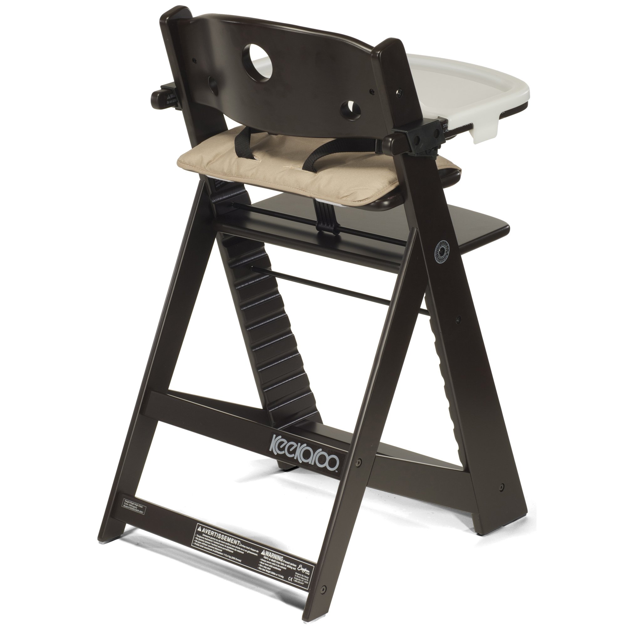 Keekaroo Height Right High Chair with Removable Tray - Adjustable Baby Feeding Chair in Espresso Brown for Dining Room & Kitchen Use