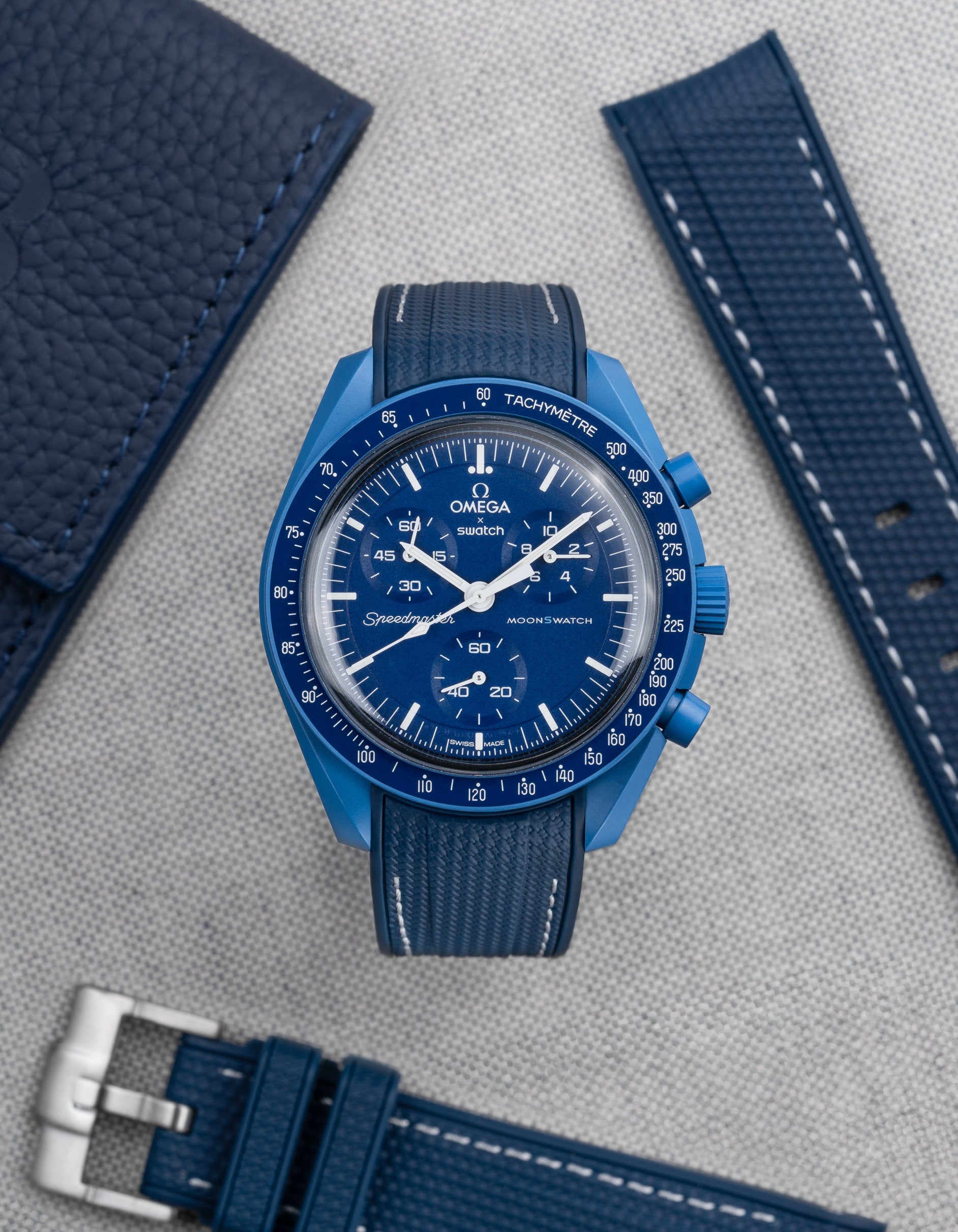 Omega X Swatch MoonSwatch Mission to Neptune Replacement Rubber Watch Band - Durable & Comfortable Strap for Water Sports & Outdoor Activities