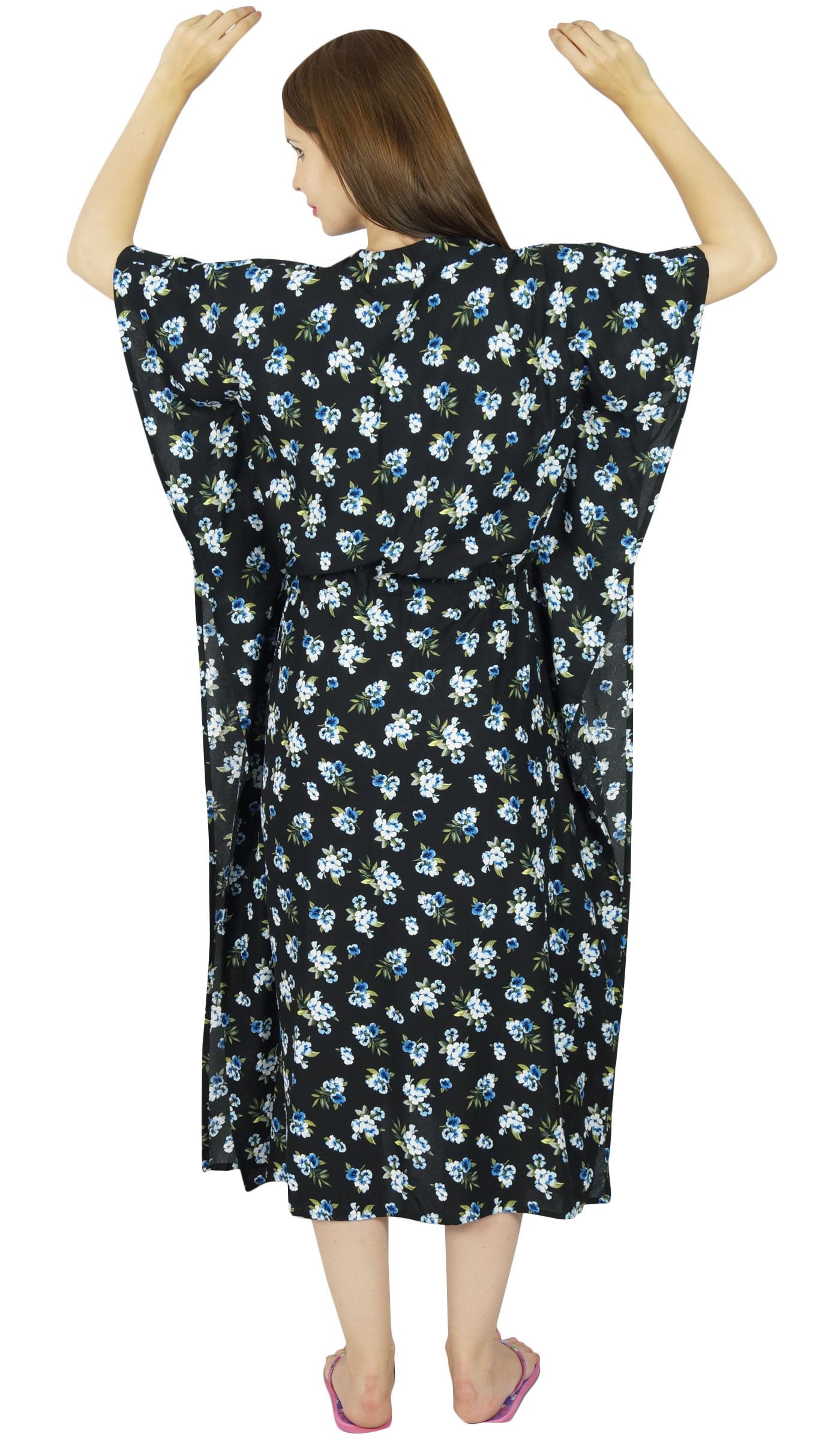Bimba Maternity Floral Kaftan Nursing Nightgown with Front Buttons - Comfortable Breastfeeding Dress for Pregnancy & Postpartum - Perfect for Hospital, Home & Nursing Sessions