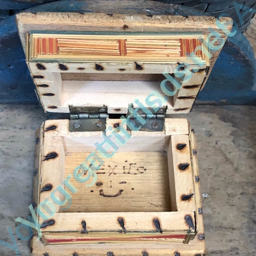 Handmade Vintage Mexican Straw Art Trinket Box - Wooden Church Cross Jewelry Storage - Perfect for Home Decor, Gift Giving & Religious Keepsakes