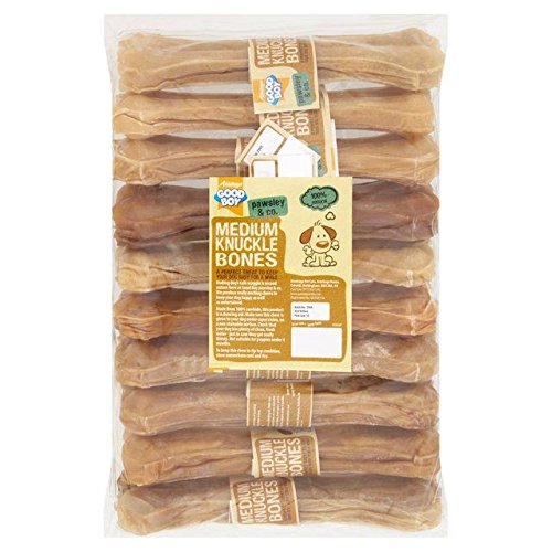 Premium GoodBoy Medium Knuckle Bone Dog Chew Toy - 8 Inch, 10 per Pack (4 Packs) - Long-Lasting Dental Treat for Aggressive Chewers - Perfect for Large Breed Dogs & Puppy Teething Relief
