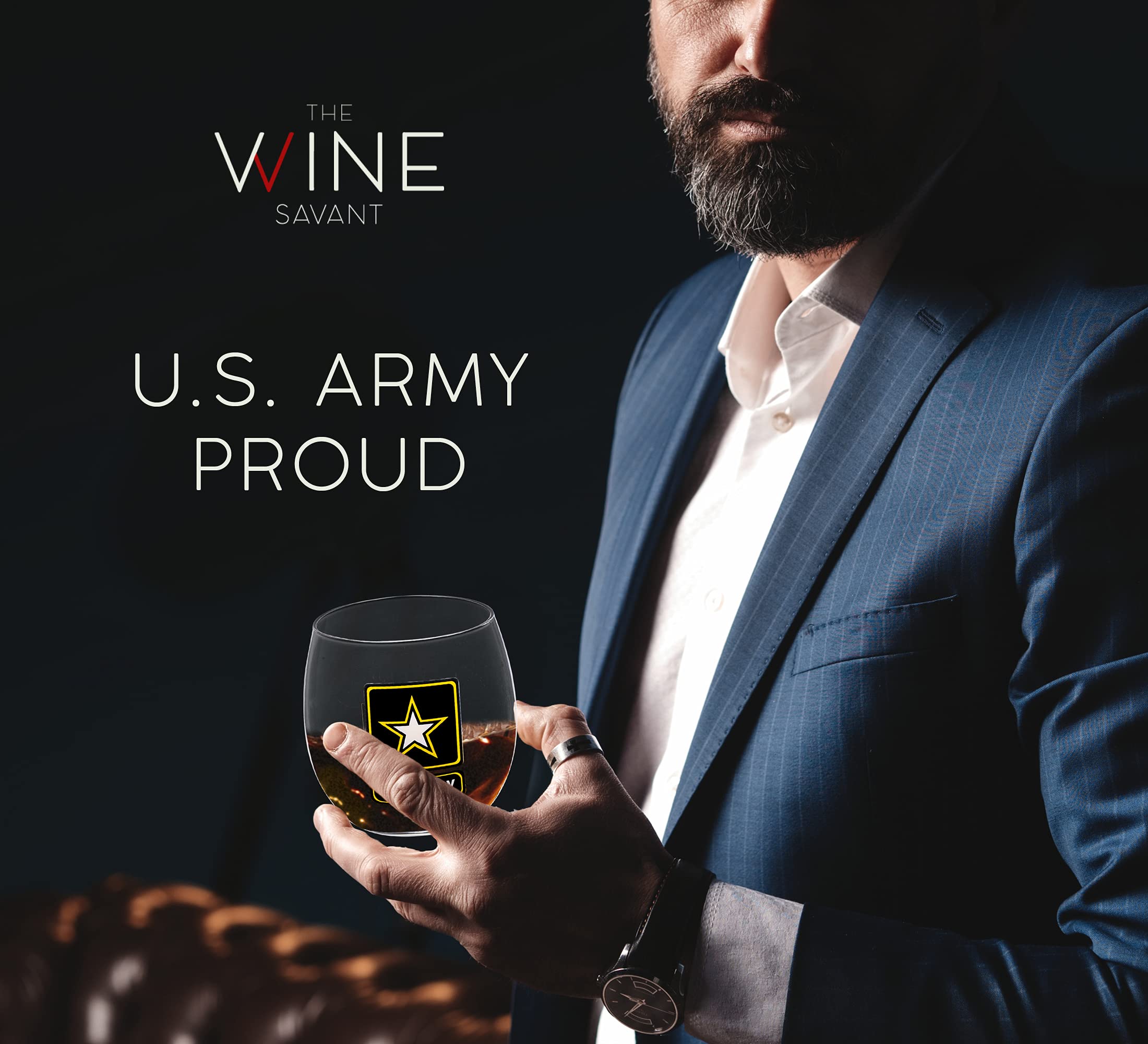 U.S. Army Whiskey Decanter Set with 4 Glasses & 9 Whiskey Stones - Wooden Flag Base Military Gift for Men, Veterans, Fathers - Perfect for Bourbon & Scotch Lovers - Ideal for Father's Day, Retirement, Home Bar Decor & Patriotic Celebrations
