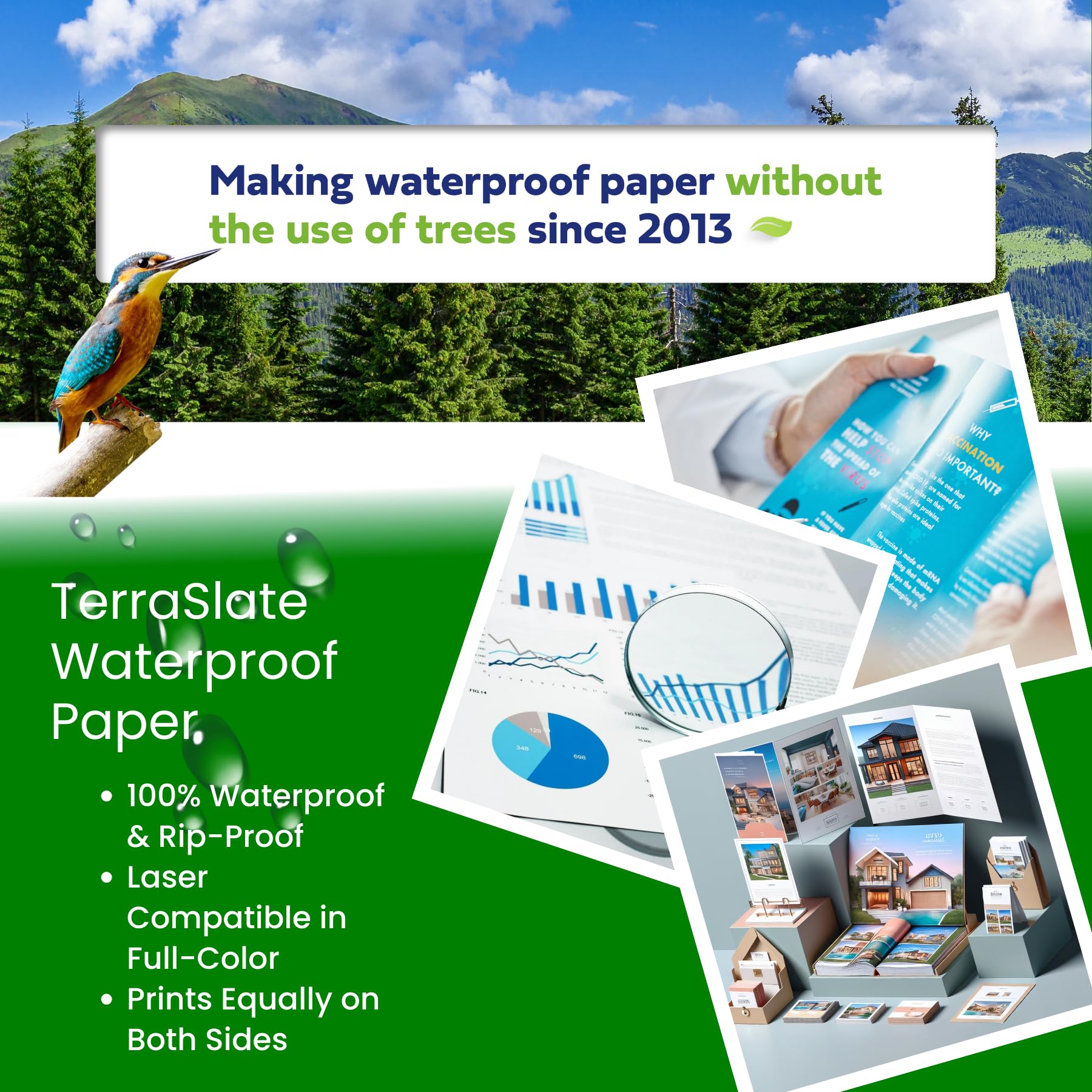 Waterproof Laser Printer Paper - 10 MIL Thick, 8.5