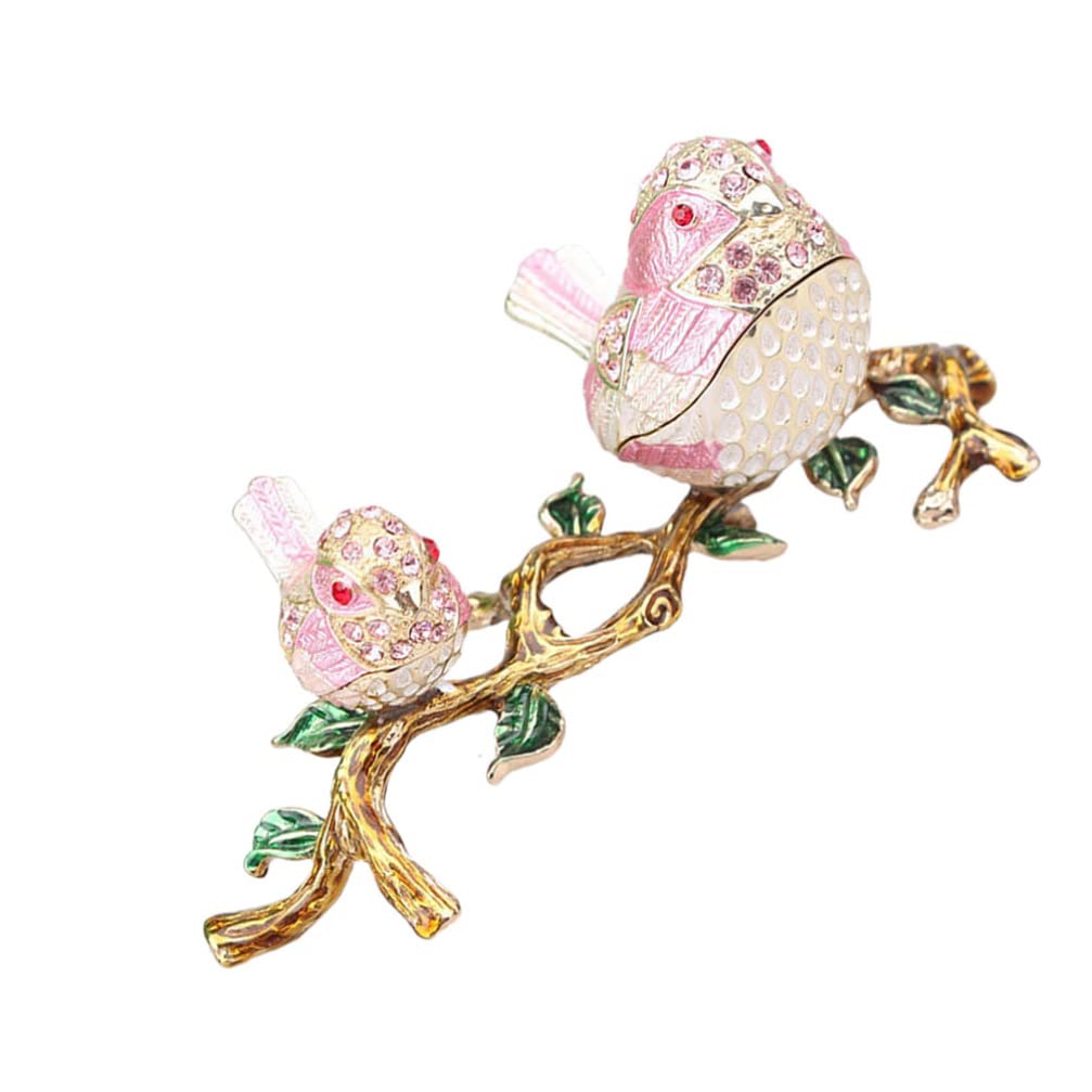 Vintage Jewelry Box with Hand-Painted Birds - Bejeweled Trinket Box & Ring Holder for Wedding Gifts, Home Decor, and Collectibles | Perfect for Jewelry Storage, Bridal Shower Favors, and Vintage-Inspired Home Decoration