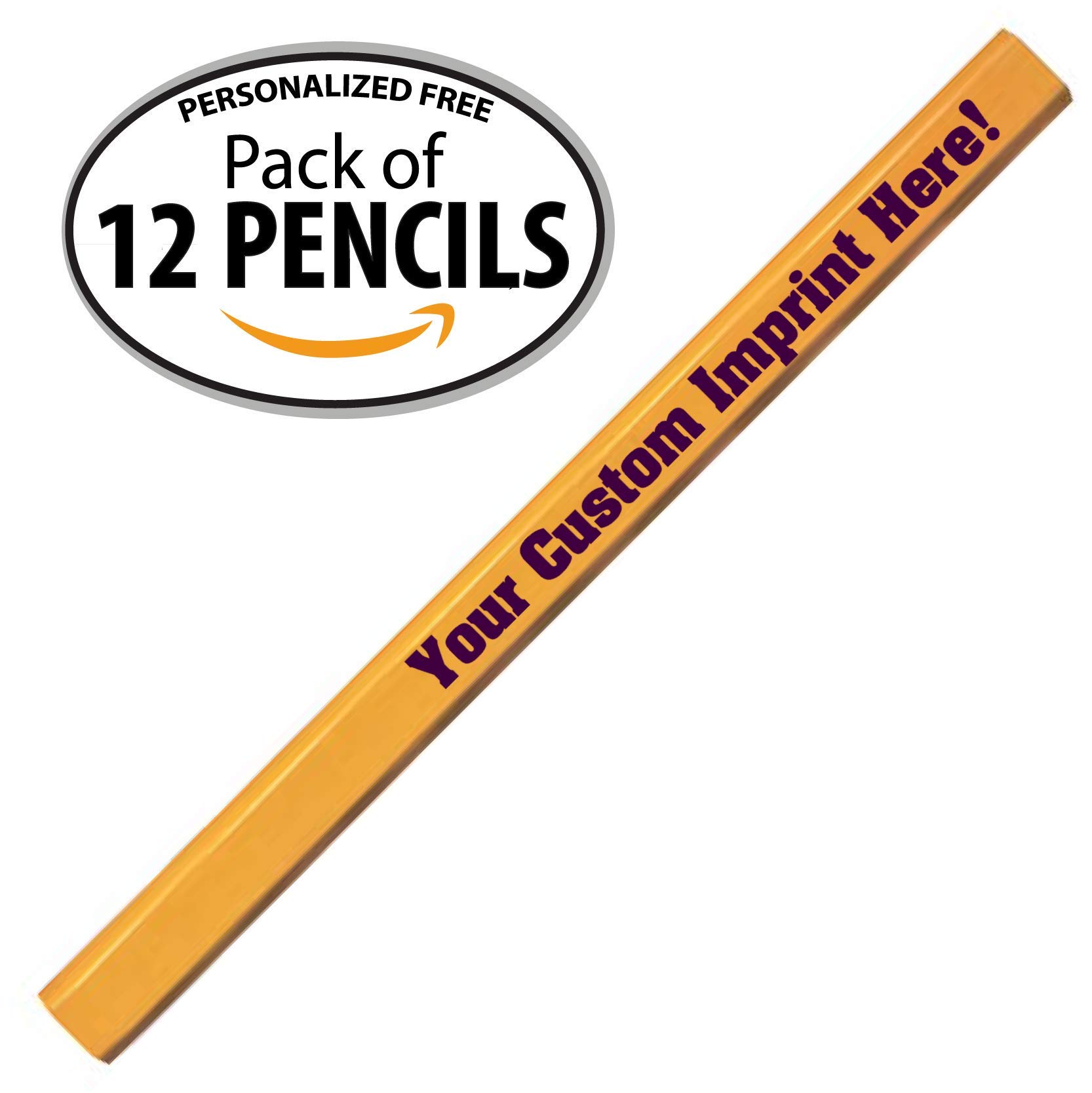 Custom Carpenter Pencils - Personalized Name/Logo - Pack of 12 for School & Office Use