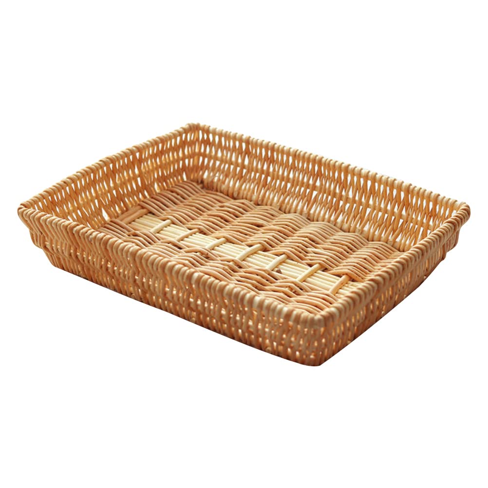 Cabilock Elegant Rattan Serving Tray - Multi-Purpose Bread Basket, Household Storage Organizer for Kitchen, Dining, and Living Room Decor