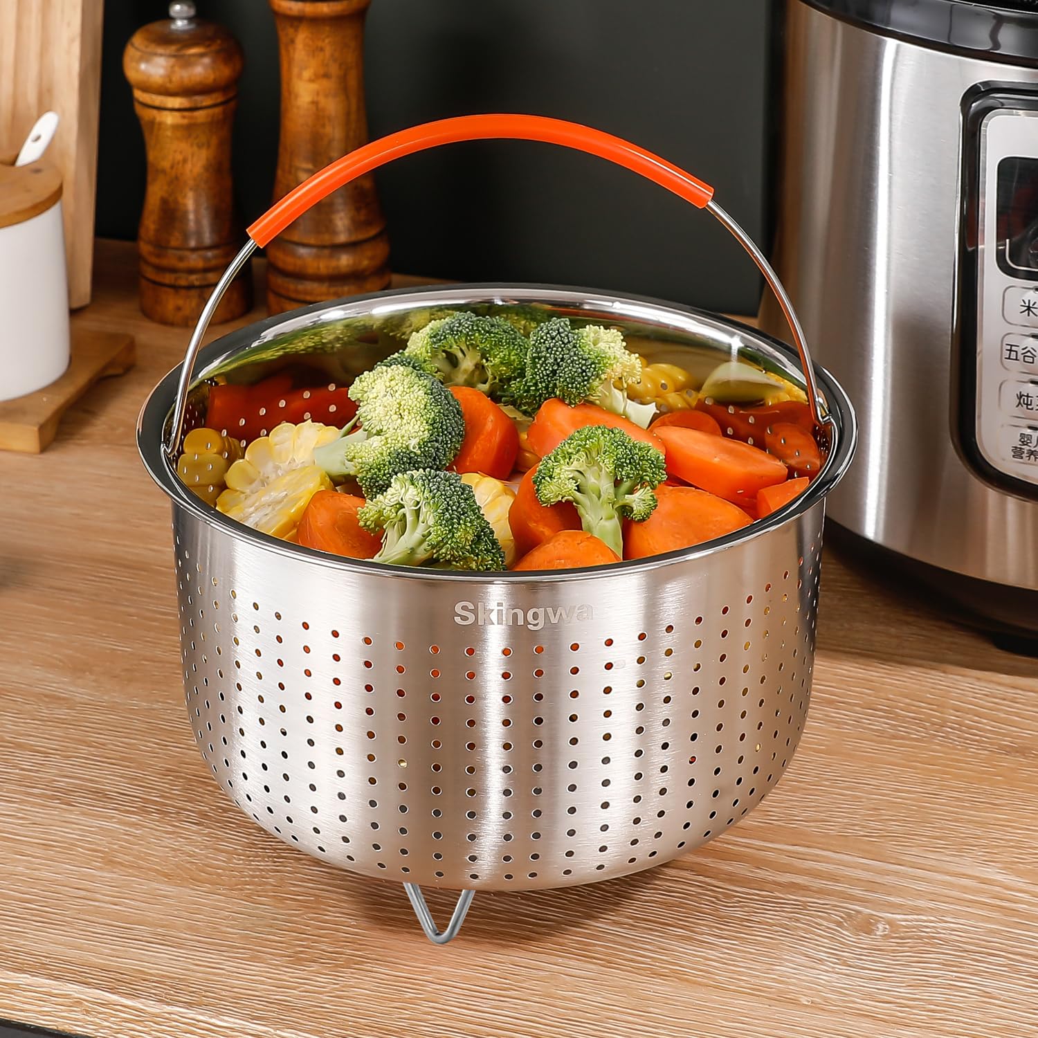 Stainless Steel Steamer Basket for Instant Pot 6qt - Vegetable Steamer Insert for Cooking Healthy Meals | Perfect for Steaming Veggies, Dumplings & Seafood