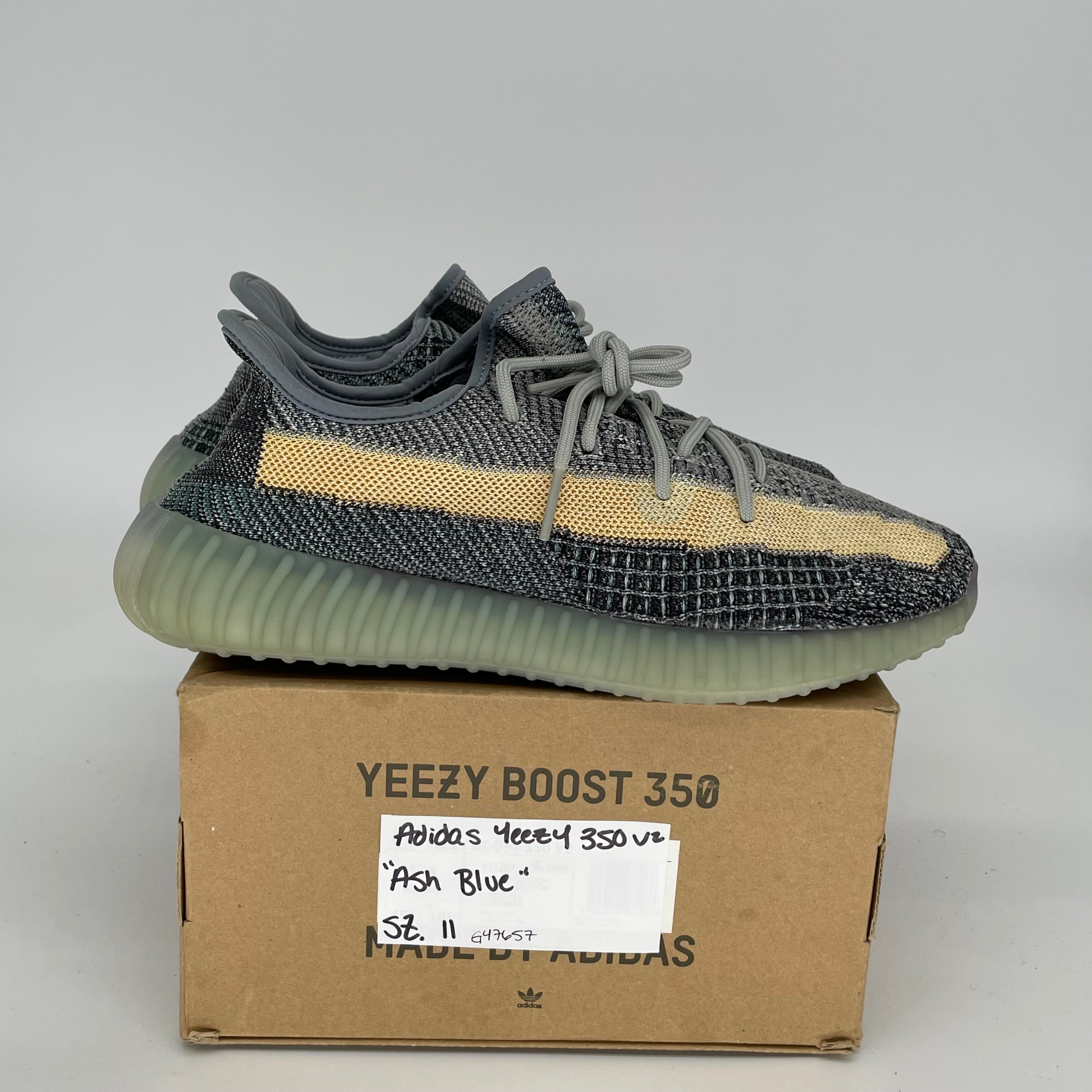Adidas Yeezy Boost 350 V2 Ash Blue Sneakers - Men's Size 11 (GY7657) | Comfortable Running Shoes for Gym, Casual Wear & Street Fashion