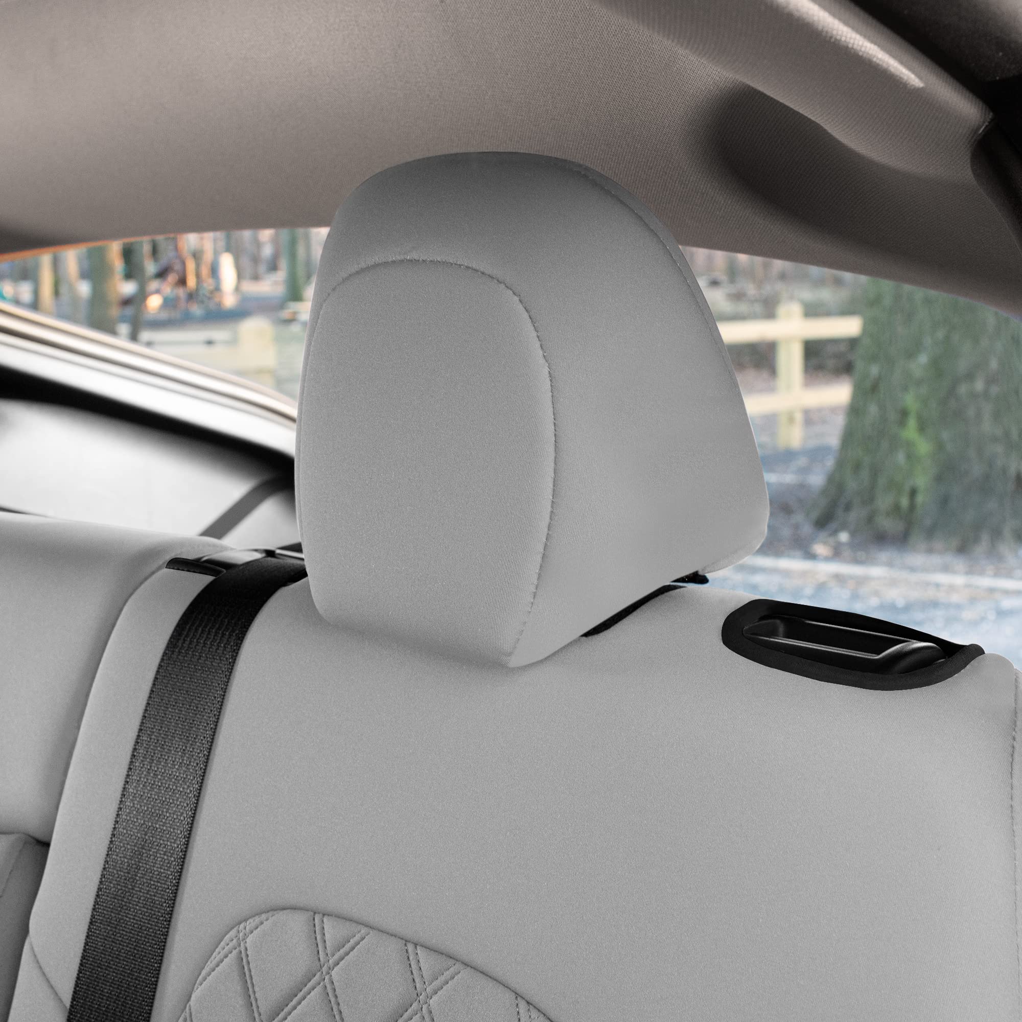 TLH Custom Fit Waterproof Seat Covers for Tesla Model Y 2020-2024 - Full Set Solid Gray Interior Accessories | Perfect for Road Trips, Daily Commutes & Car Protection