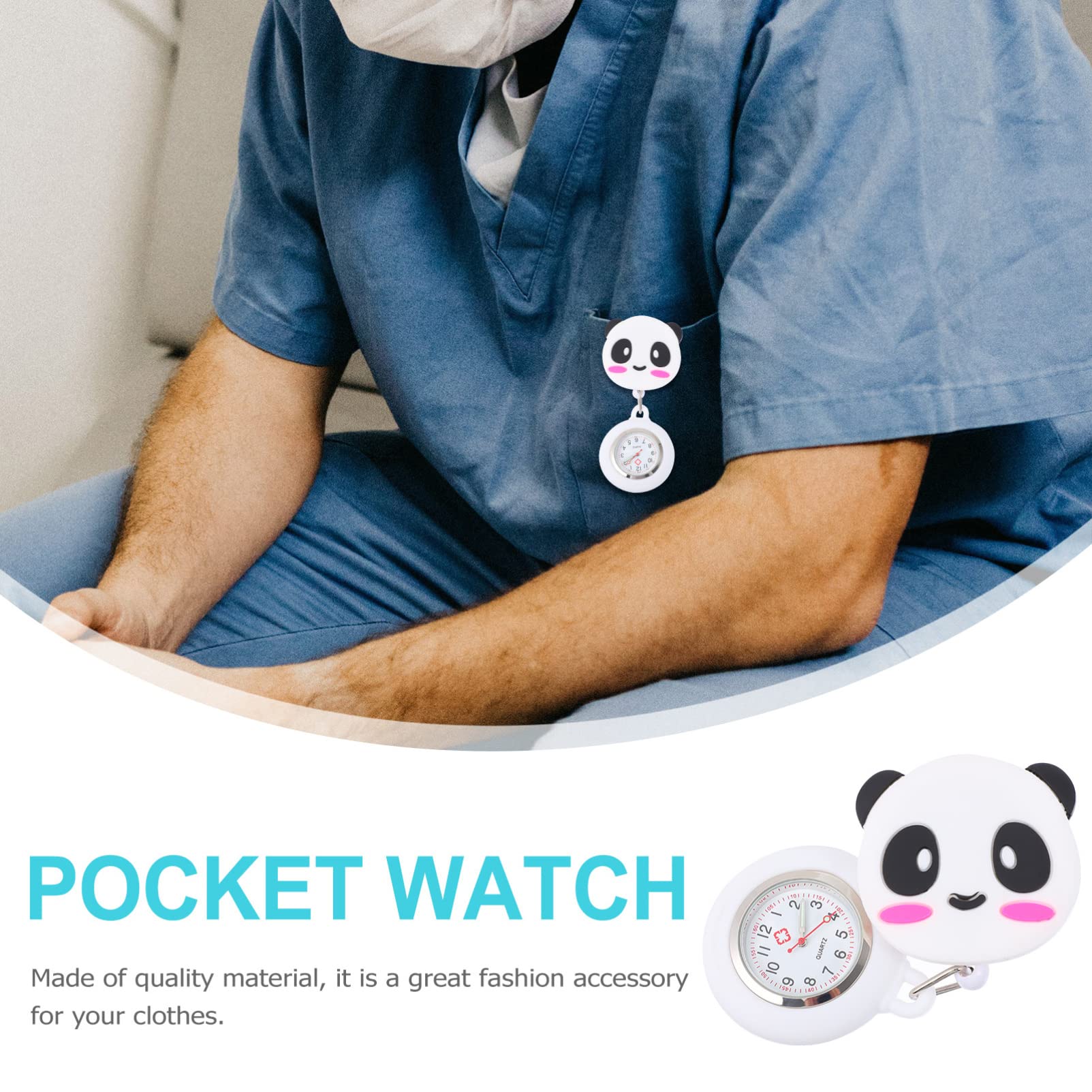 Retractable Nurse Watch with Luminous Hands - Clip On Panda Fob Watch for Medical Professionals, Doctors & Students | Analog Quartz Lapel Watch for Hospital Shifts & Clinical Work