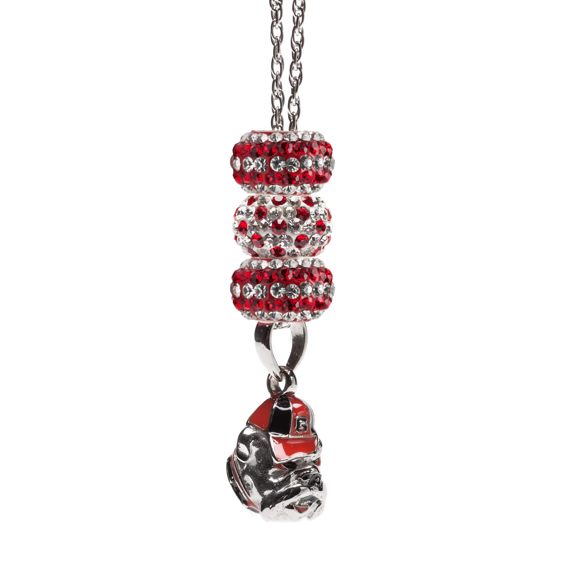 Georgia Bulldogs Jewelry - UGA Bulldog Charm Necklace with Austrian Crystal Beads, Hypoallergenic & Adjustable 16-20 Inches - Perfect Gift for Women, Fans & Alumni - Ideal for Game Days, Graduation & Special Occasions