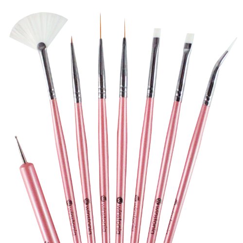 Professional Nail Art Brushes Kit - 8pc for Gel & Acrylic Nails - Salon & Home Use