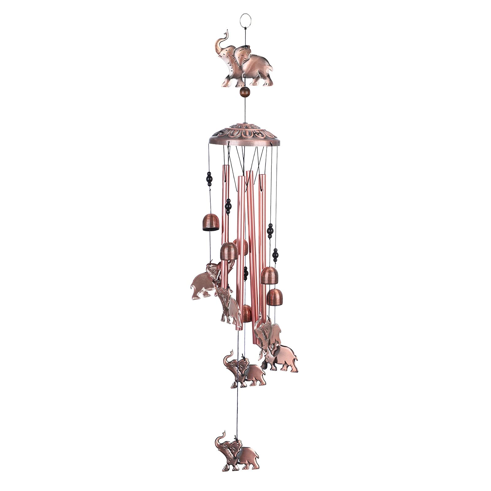 Copper Elephant Wind Chimes for Outdoor Garden Decor - Handmade Bottle Tree Wind Chimes with Elephant Design for Patio, Yard, and Backyard Ambiance