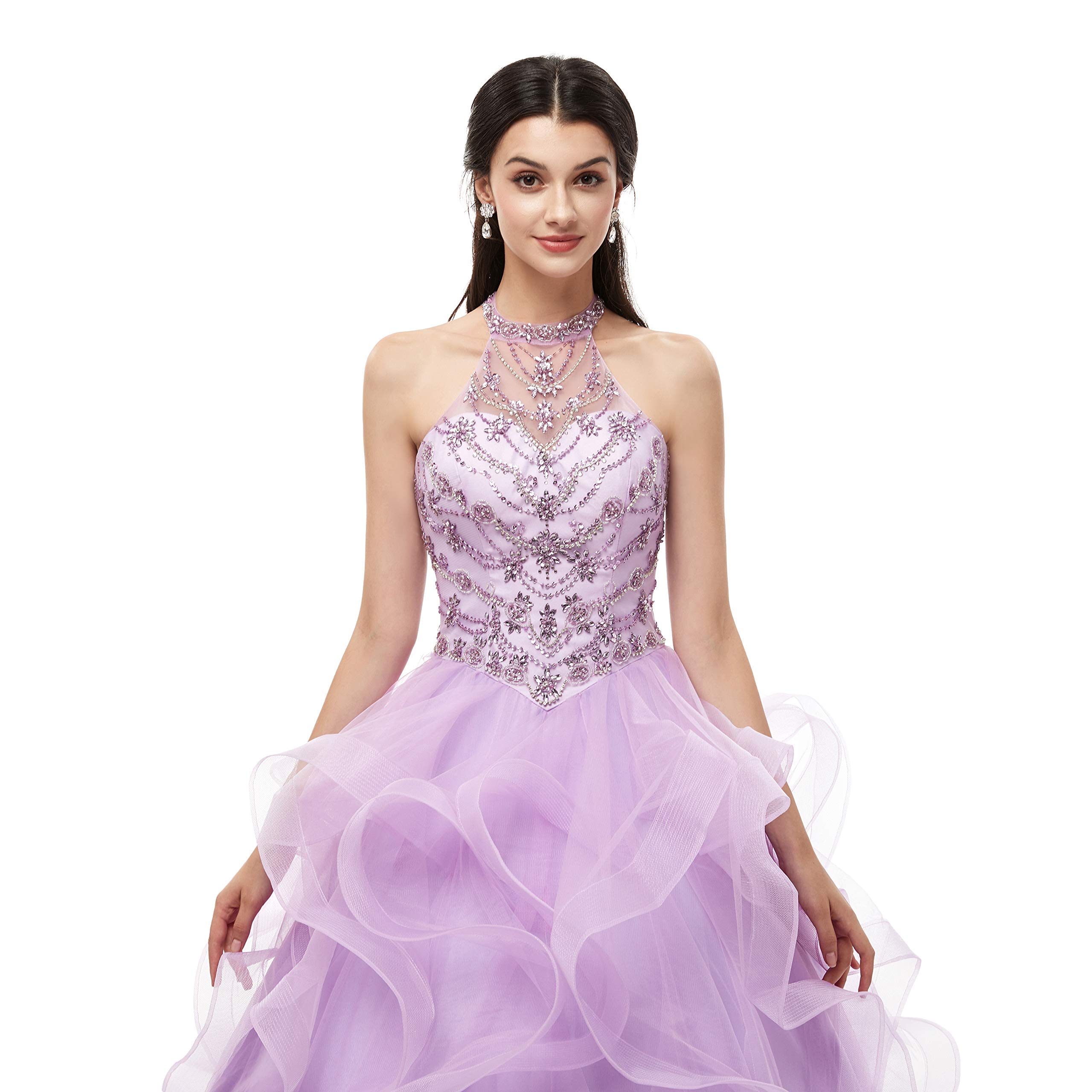 Elegant Halter Ball Gown Tulle Beaded Quinceañera Dress for Girls | Sweet 16 Birthday Party Formal Gown | Perfect for Quinceañeras, Proms, and Special Occasions