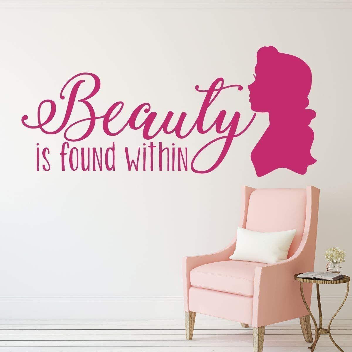 Beauty and the Beast Wall Decor - 'Beauty is Found Within' Quote from Belle - Disney Princess Themed Room Decor for Kids, Teens, Girls Bedroom, Nursery & Bathroom - Perfect for Disney Fans & Fairy Tale Themed Rooms