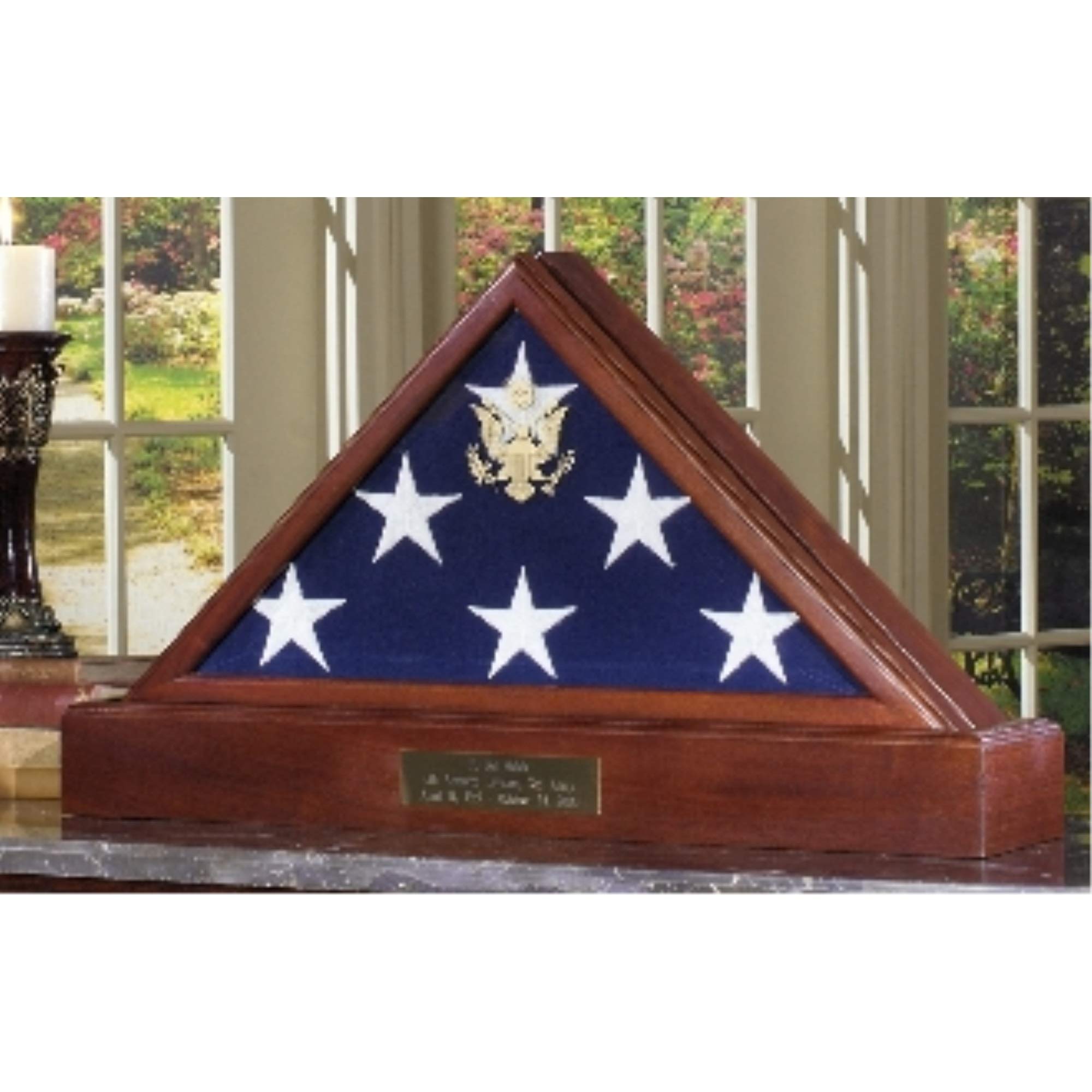 Premium Cherry Wood Burial Flag Case with Pedestal - Large Display Case for American Flags - Perfect for Military Memorials, Veterans' Homes & Patriotic Displays