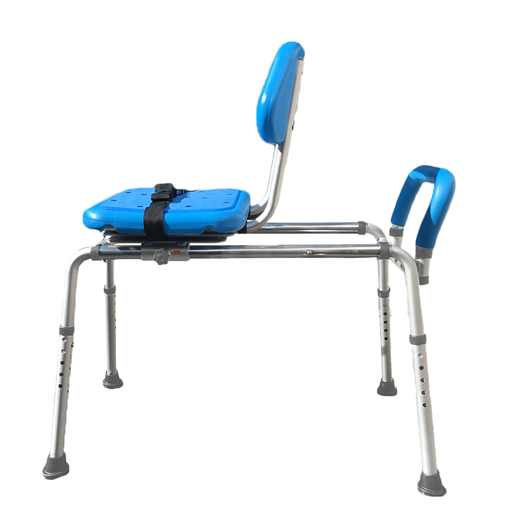 Premium Sliding Bath Transfer Bench with Swivel Seat & Padded Cushion - Adjustable Shower Chair for Elderly & Disabled - Safe Bathroom Mobility Aid for Seniors, Post-Surgery Recovery & Home Care Use