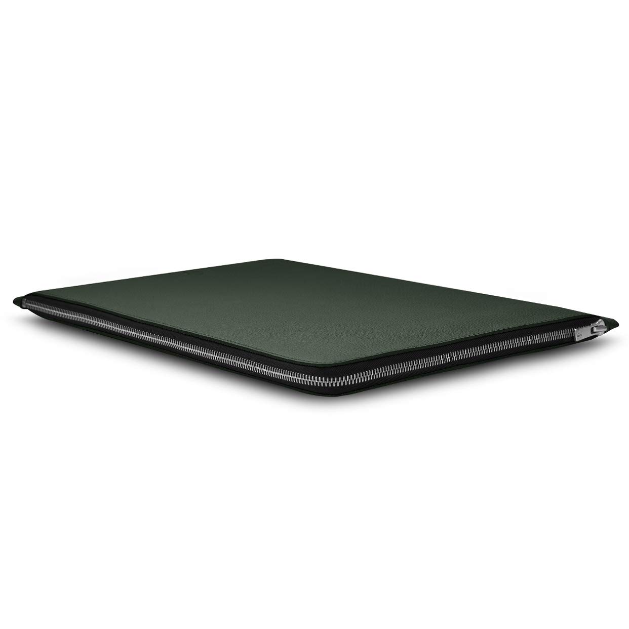 Premium Leather & Wool Folio Zipper Sleeve Case for Dell XPS 15 2020 (9500) & MacBook Pro 15 Inch - Green (WNUT-MBP15-F-393-GN) | Protective Laptop Cover for Work, Travel & School