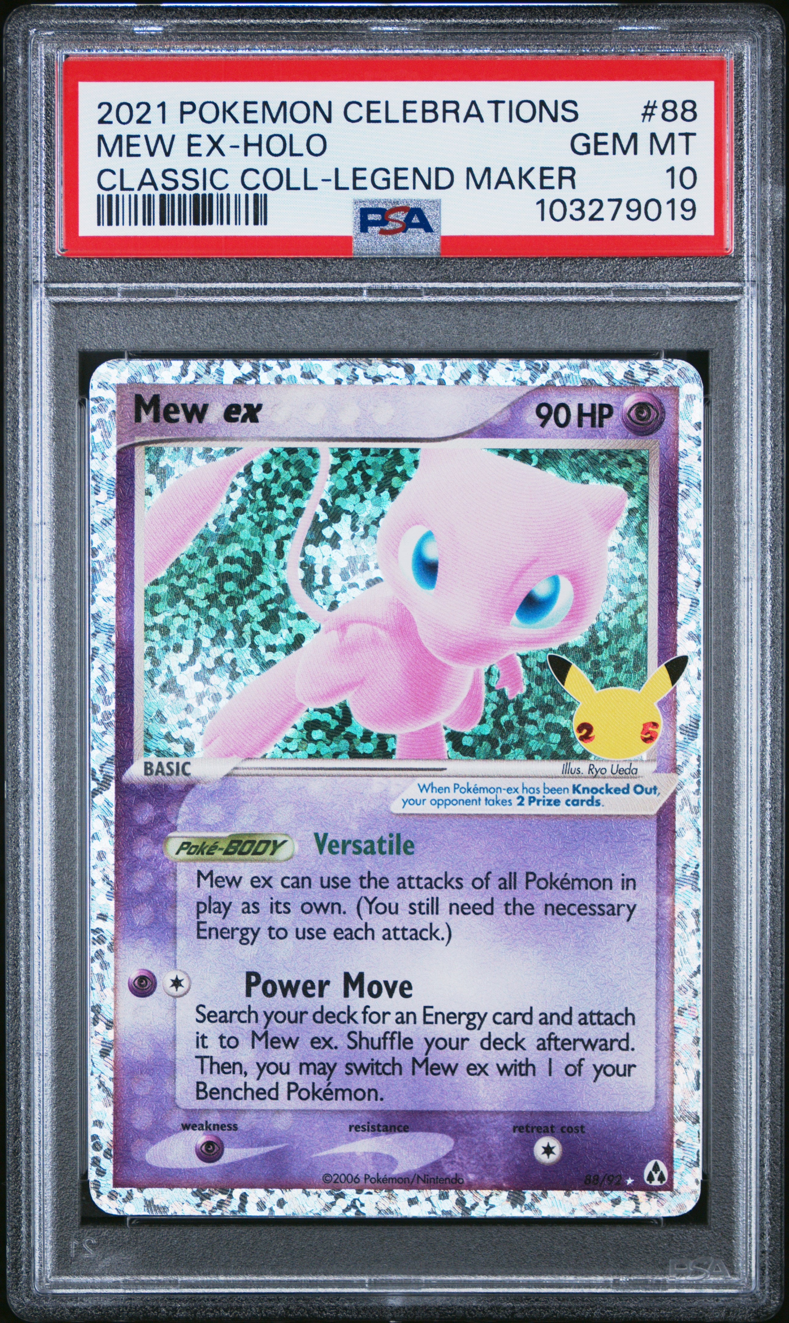 2021 Pokemon Celebrations Mew EX 88/92 PSA 10 Gem Mint Trading Card - Rare Collectible for Pokemon Fans & Card Game Players (Perfect for Display, Investment & Battles)