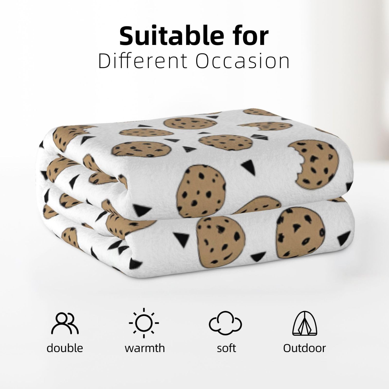 YYHHAOFA Flannel Blanket - 66 x 90 Inches Large, Soft & Warm Fleece Throw - Skin-Friendly, Durable & Easy Care - Perfect for Cookies, Snacks & Cozy Movie Nights