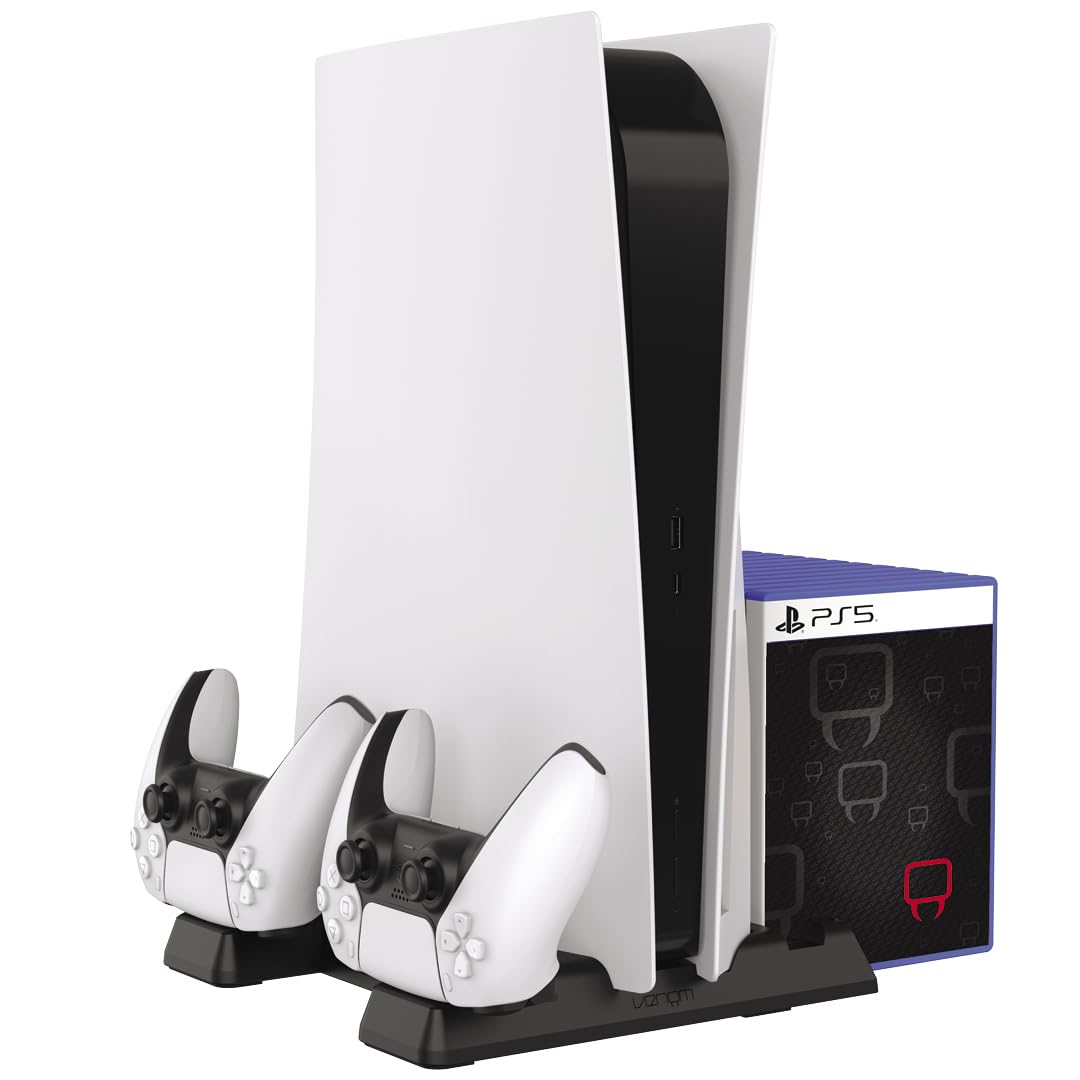PS5 Cooling Stand with Dual Controller Charger - Fast Cooling Fan & USB Ports for PlayStation 5 - Perfect for Gaming Sessions & Console Protection