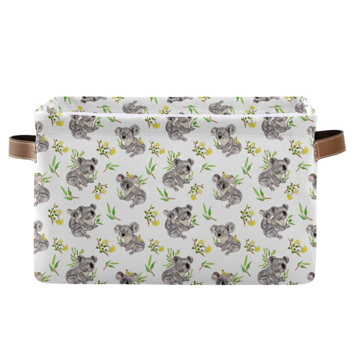 Foldable Fabric Storage Bins with Koala & Flower Design - Large Capacity Closet Organizers with Reinforced Handles (2-Pack) | Perfect for Bedroom, Closet, Nursery & Office Organization