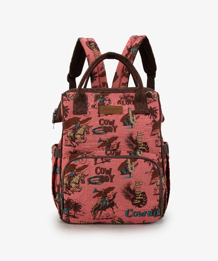 Wrangler Cowboy Print Diaper Bag - Stylish Baby Essentials Organizer for Travel, Outings & Parenting | Western-Themed Diaper Backpack for Moms & Dads