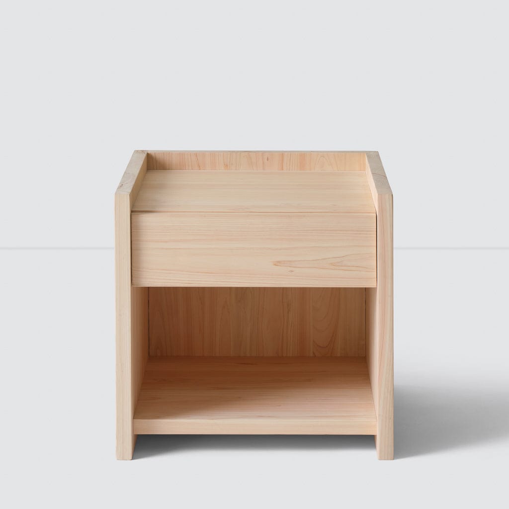 Premium Hinoki Wood Nightstand - Natural Japanese Cypress Bedside Table with Drawer for Bedroom, Living Room & Guest Room Decor