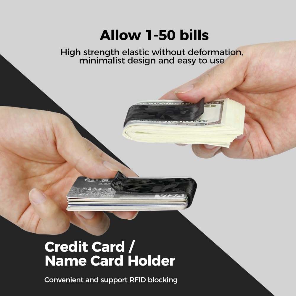 Slim Carbon Fiber Money Clip for Men - Durable Minimalist Cash Holder for Everyday Use
