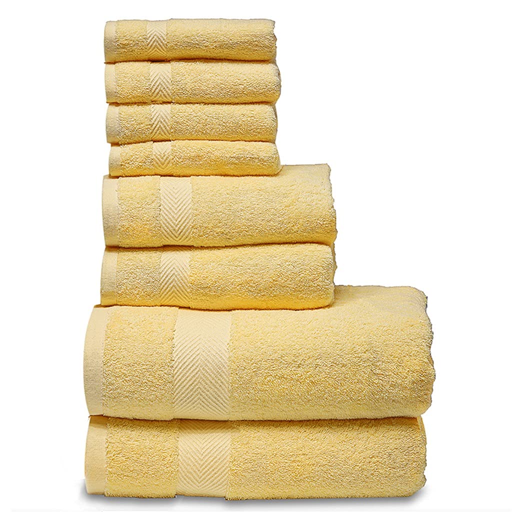 Premium 8-Piece Cotton Bath Towel Set - 2 Large Bath Towels, 2 Hand Towels, 4 Washcloths - Ultra Absorbent & Soft Bathroom Towels (Color: C) for Spa, Hotel, or Home Luxury Experience