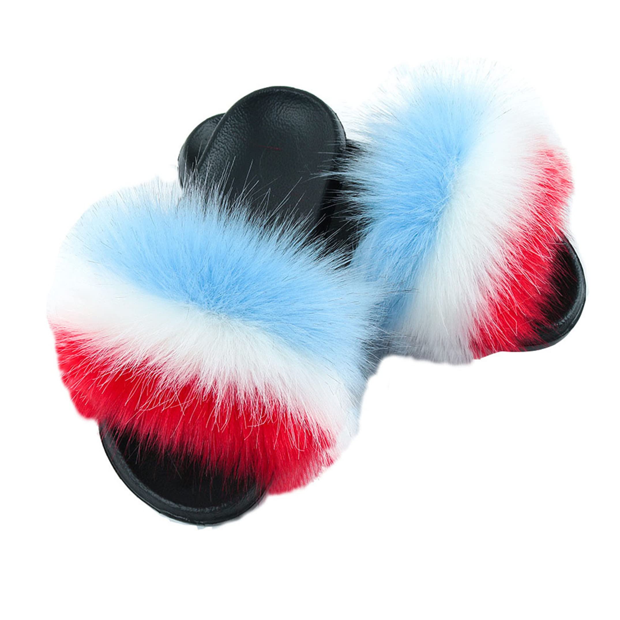 Women's Summer Sandals - Colorful Plush Open Toe Slippers for Home, Bathroom & Beach | Comfortable House Shoes for Relaxing & Vacation