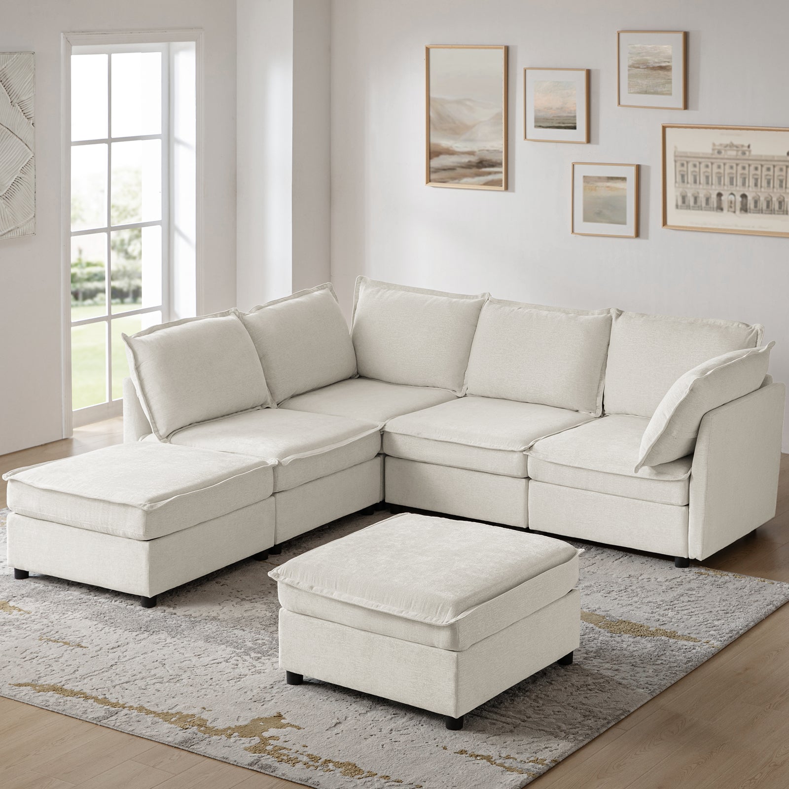 Harmetrix Oversized Soft Sectional Couch with Storage | Modern L-Shaped Sofa Bed with Hidden Compartment | Perfect for Living Room, Family Room & Small Spaces